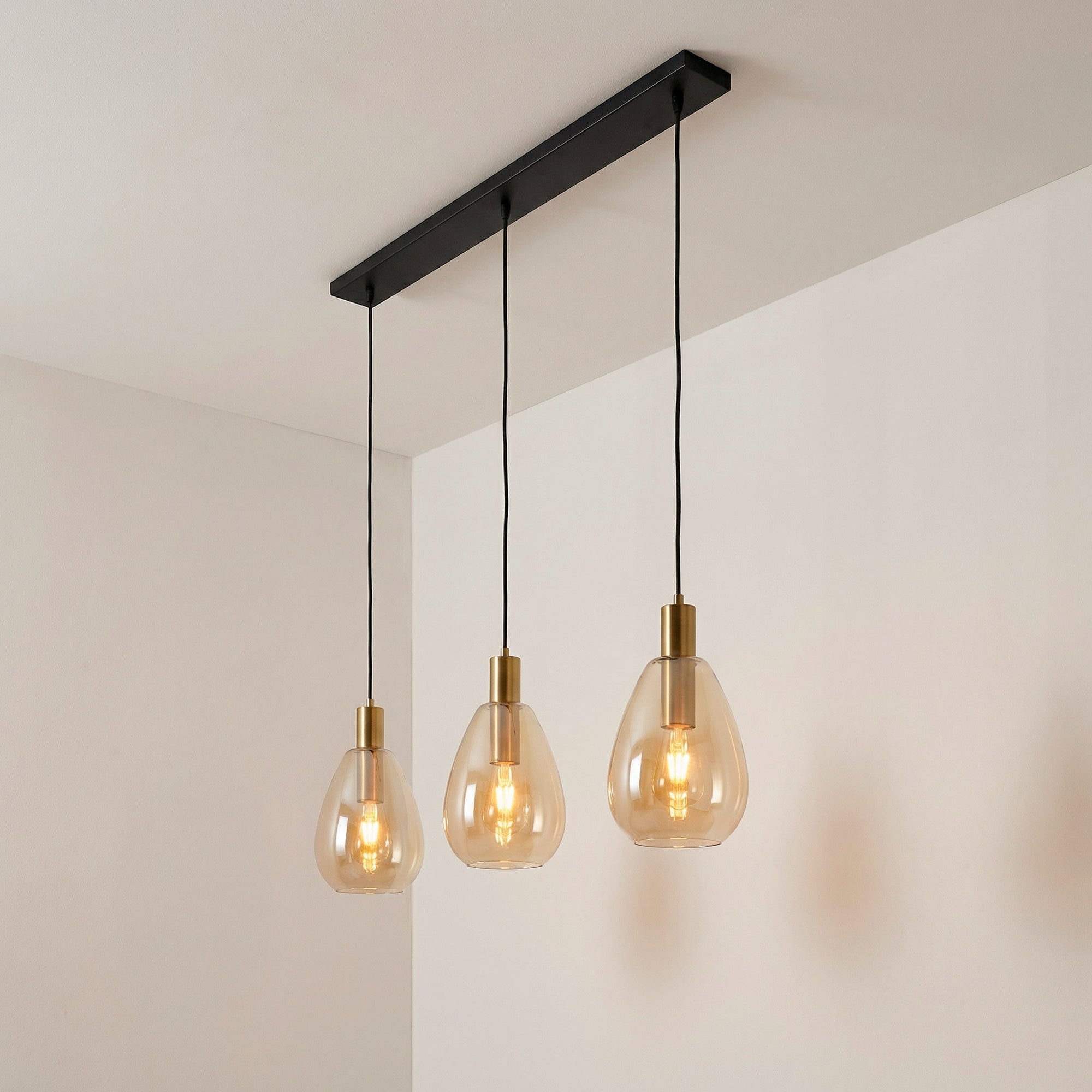 Hanglamp Rhode - 3-lichts - Amberkleurig - Glas
