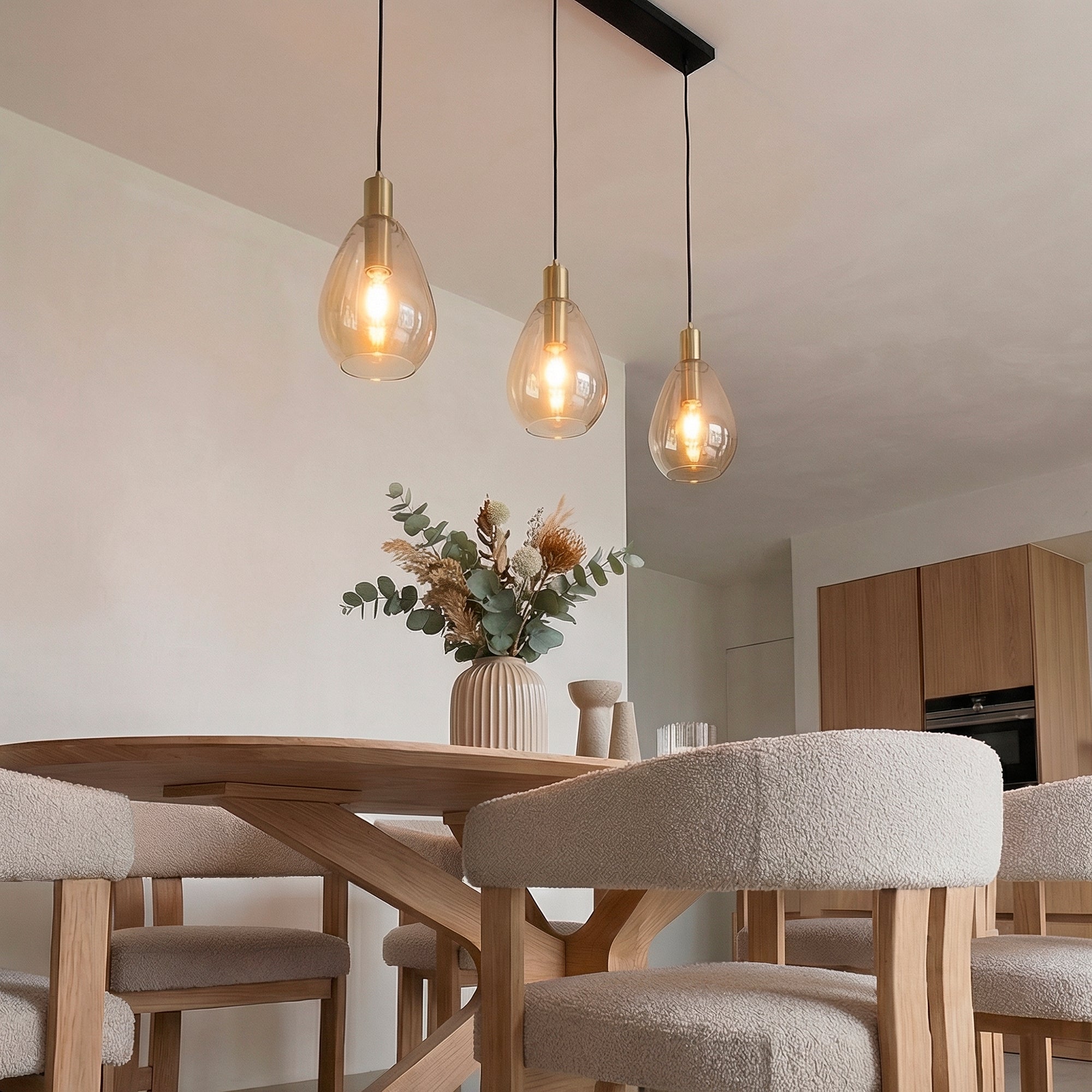 Hanglamp Rhode - 3-lichts - Amberkleurig - Glas