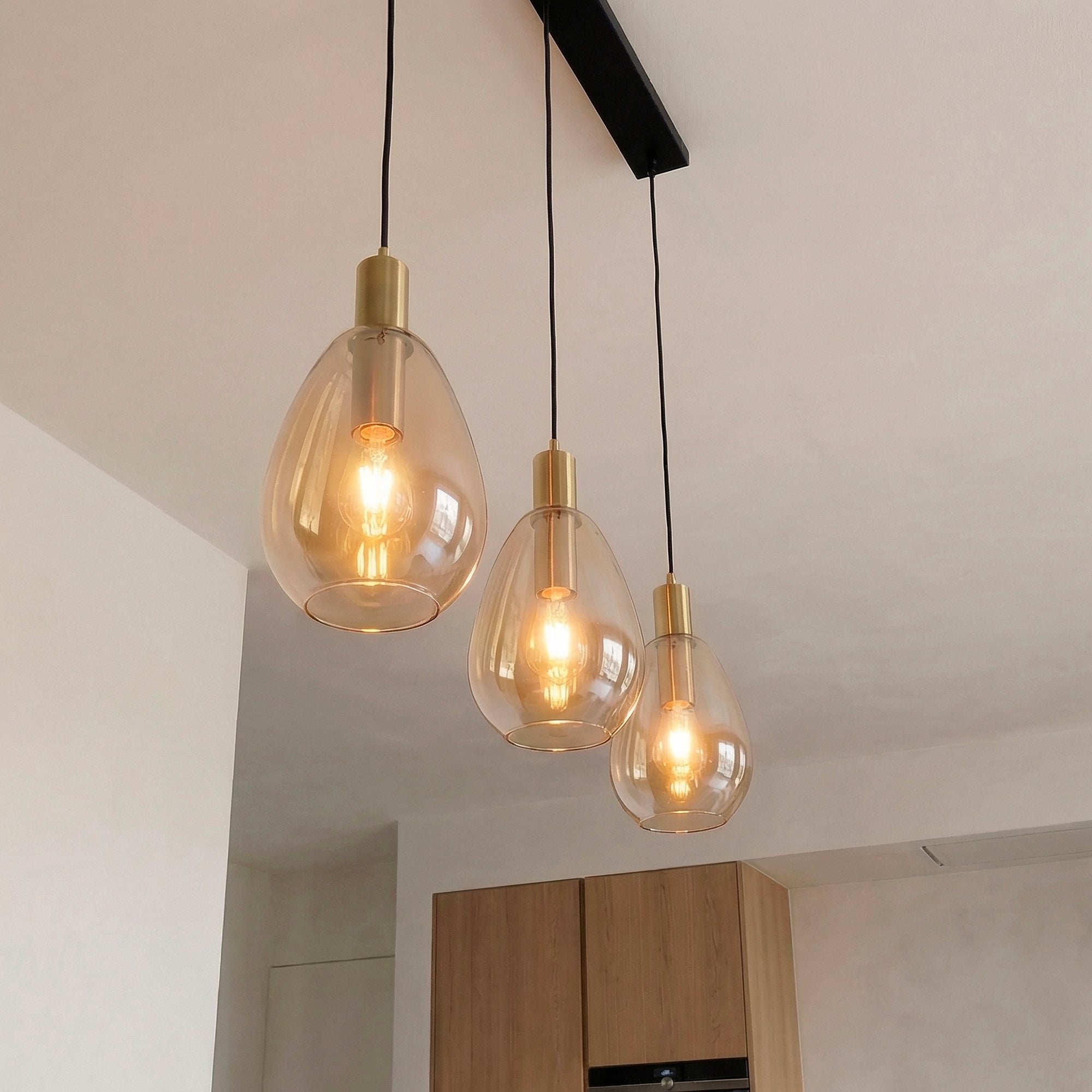 Hanglamp Rhode - 3-lichts - Amberkleurig - Glas