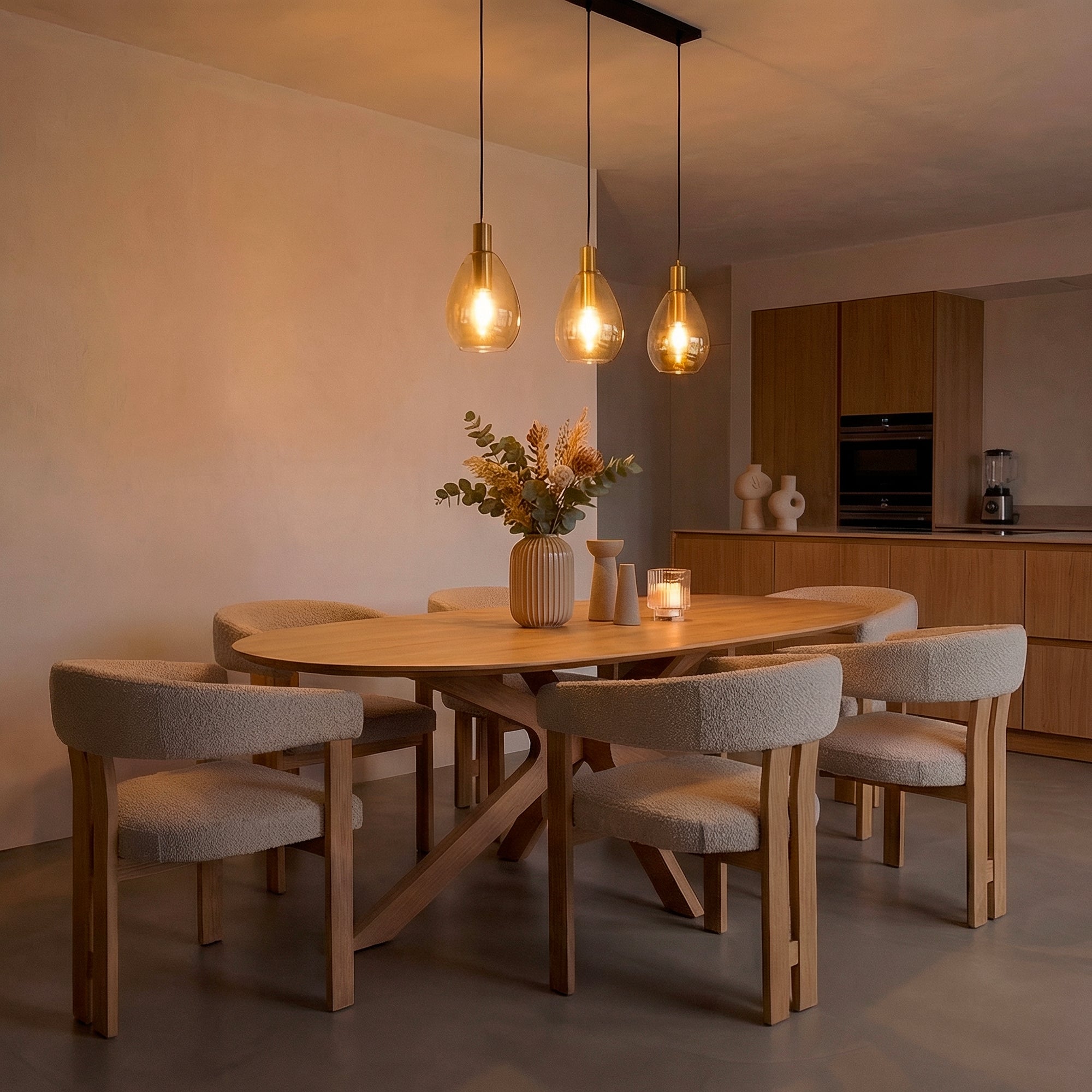 Hanglamp Rhode - 3-lichts - Amberkleurig - Glas