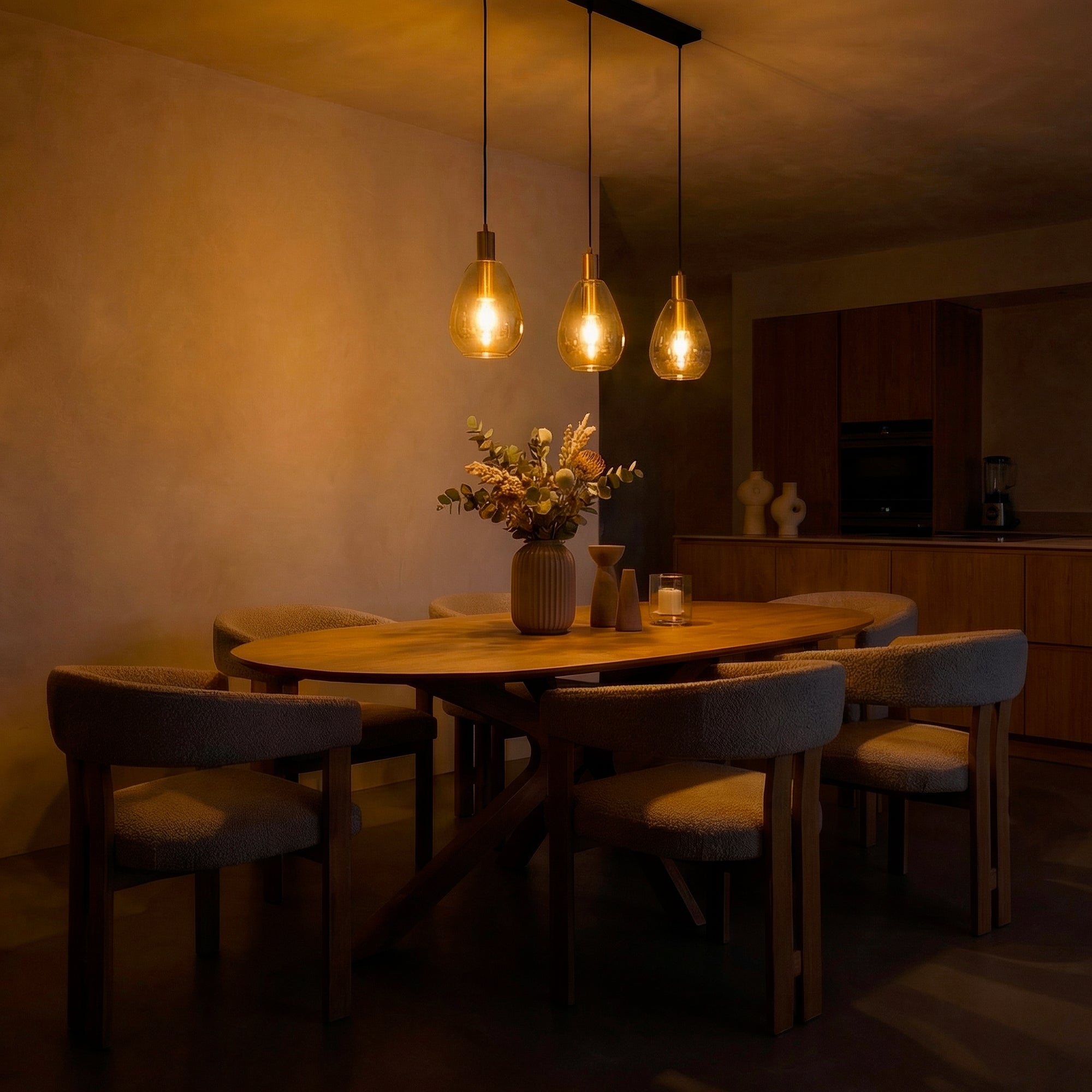 Hanglamp Rhode - 3-lichts - Amberkleurig - Glas
