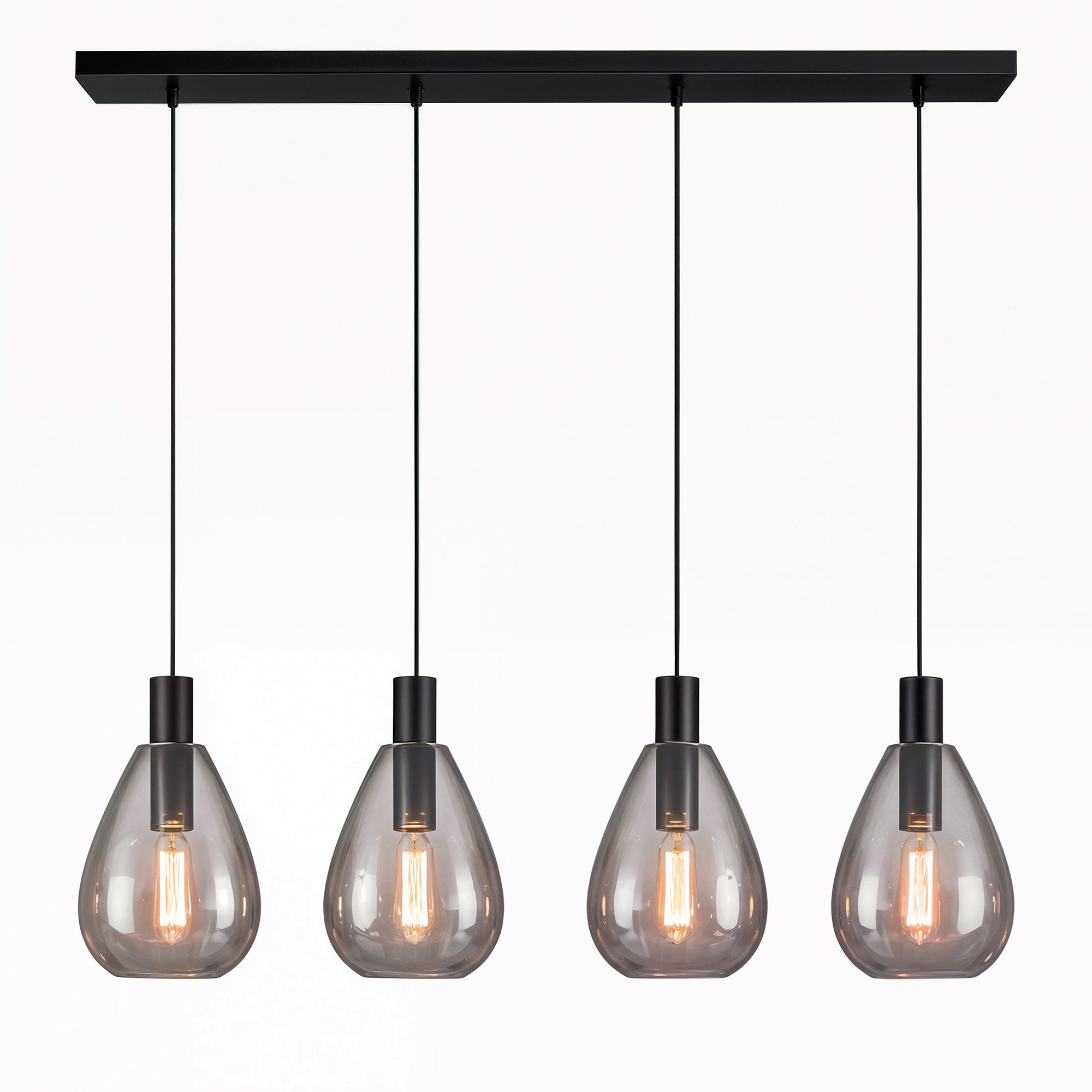 Hanglamp Alba - 4-lichts - Smoke - Glas