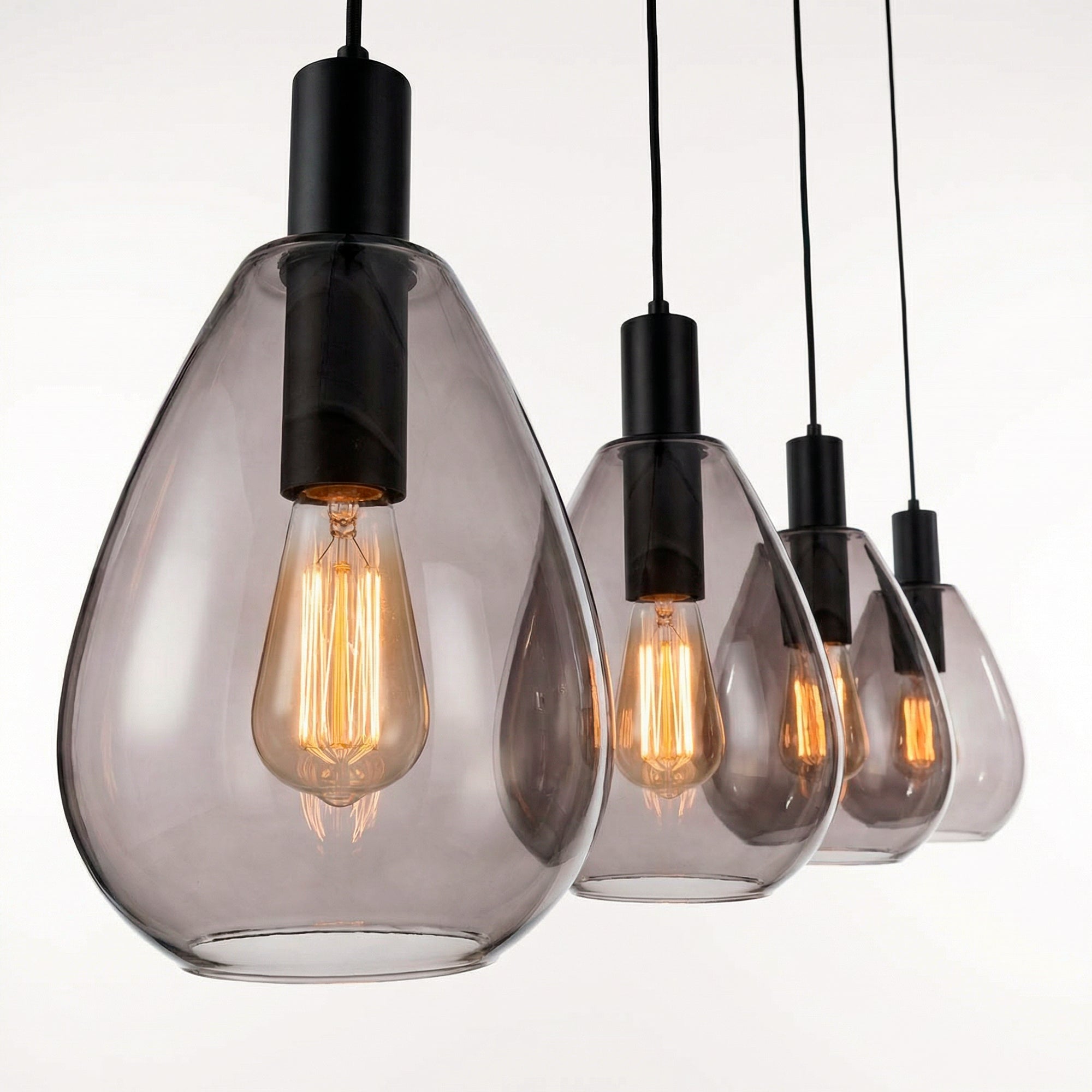 Hanglamp Alba - 4-lichts - Smoke - Glas
