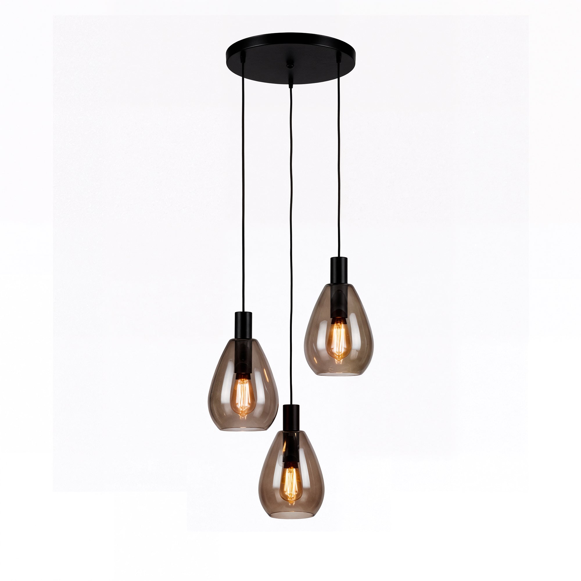 Hanglamp Nusa - 3-lichts - Smoke - Glas
