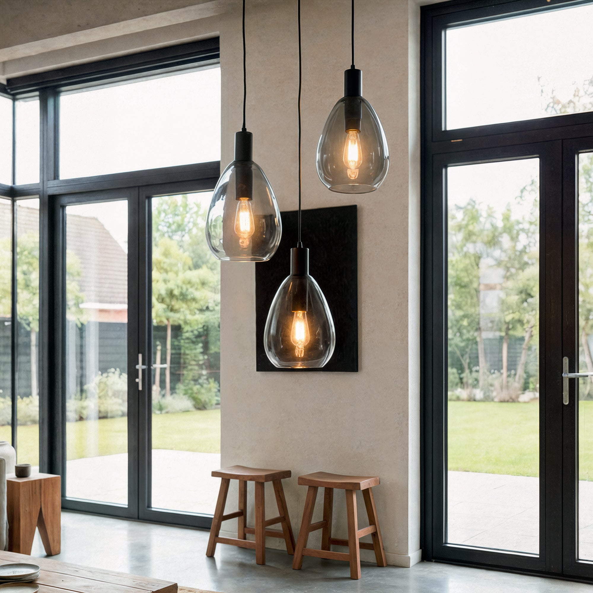 Hanglamp Nusa - 3-lichts - Smoke - Glas