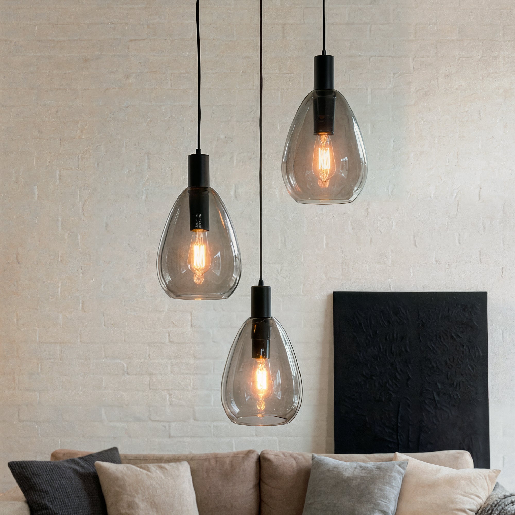 Hanglamp Nusa - 3-lichts - Smoke - Glas