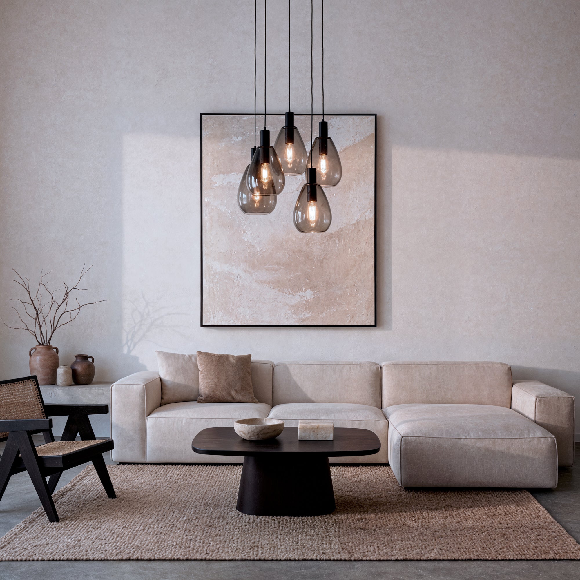 Hanglamp Calla - 5-lichts - Smoke - Glas