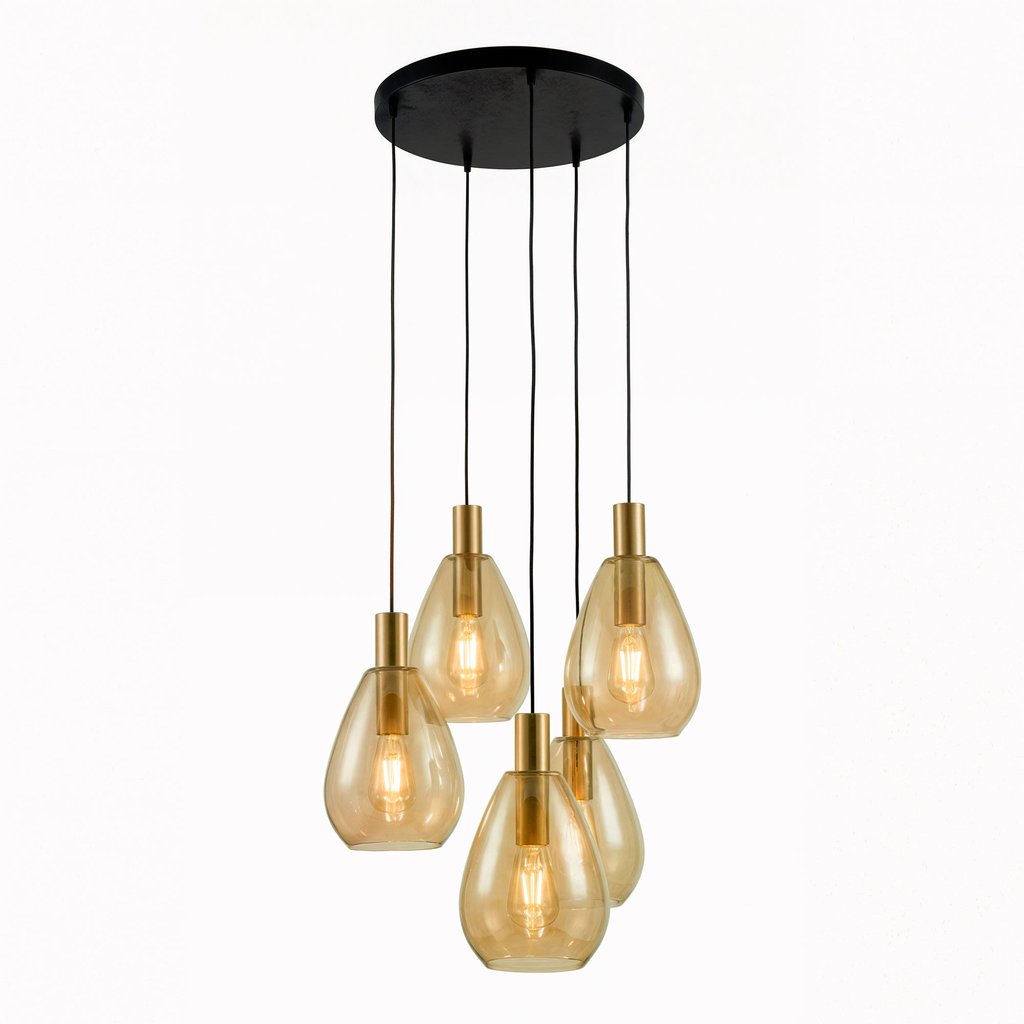 Hanglamp Calla - 5-lichts - Amberkleurig - Glas