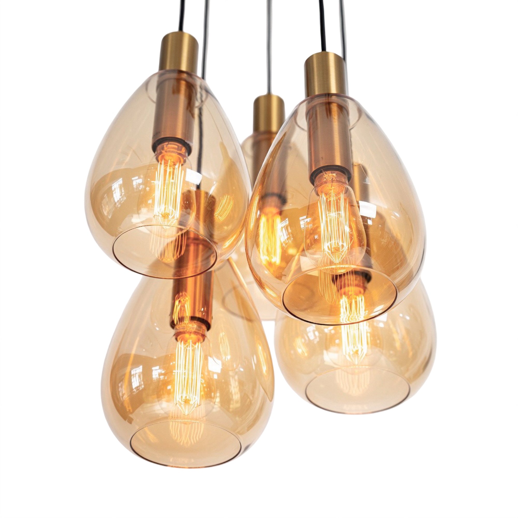 Hanglamp Calla - 5-lichts - Amberkleurig - Glas