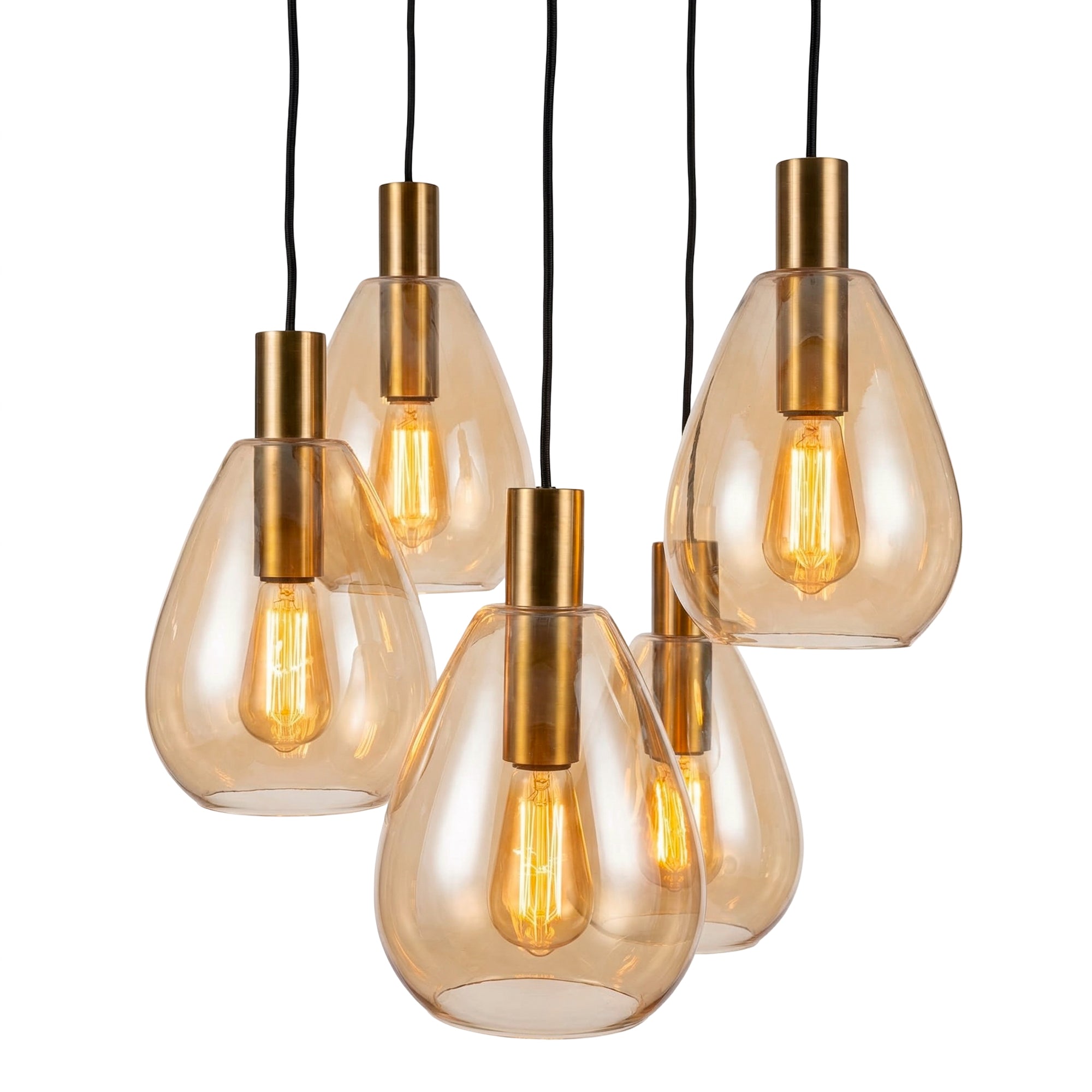 Hanglamp Calla - 5-lichts - Amberkleurig - Glas