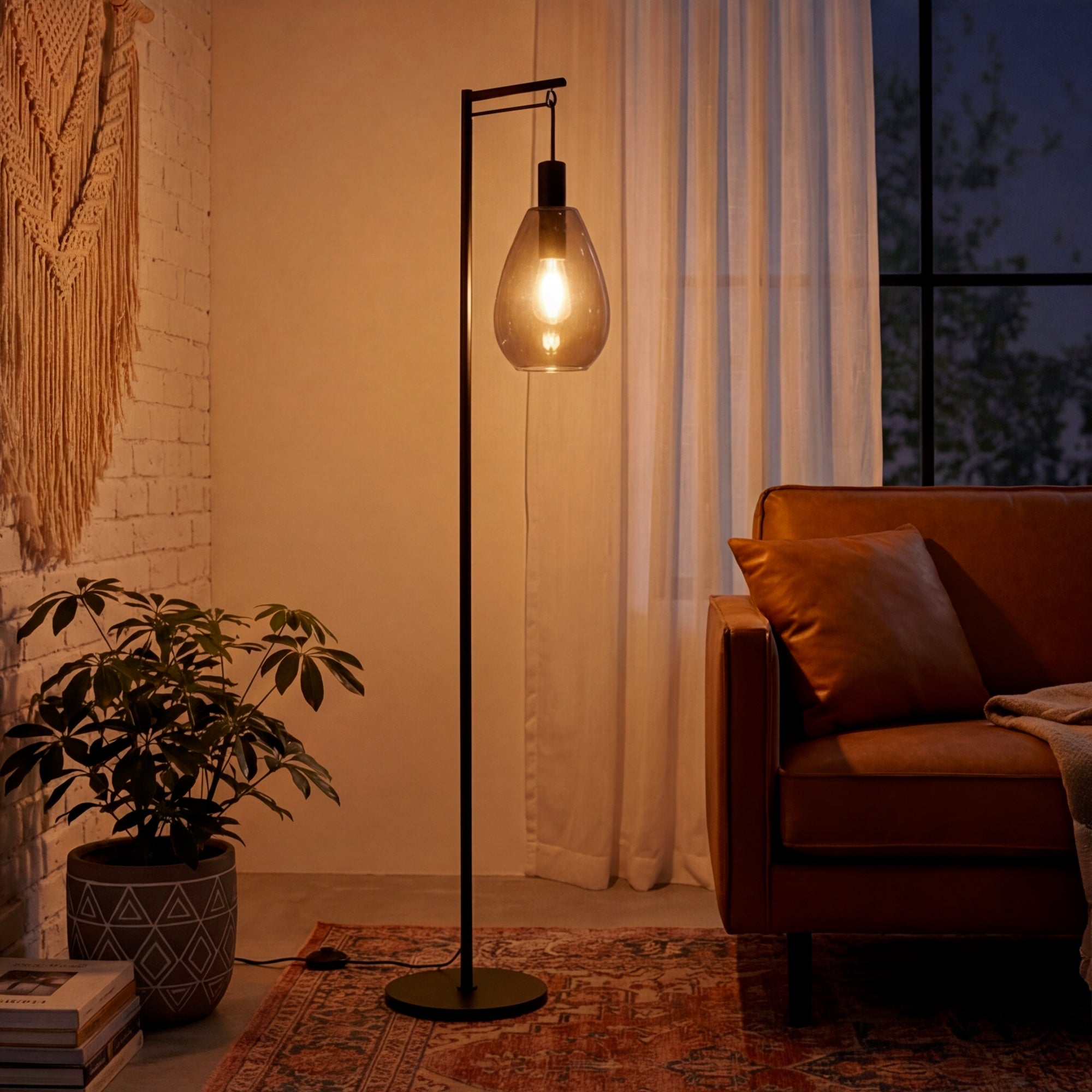 Vloerlamp Celia - 1-lichts - Smoke - Glas - 170 cm