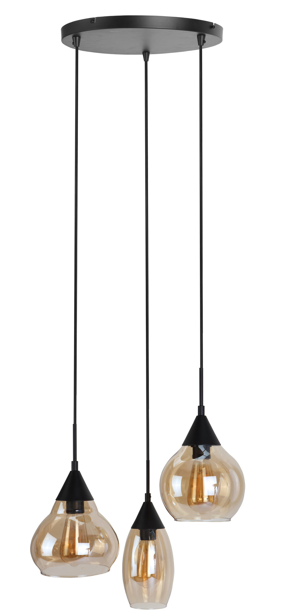 Hanglamp Olea - 3-lichts - Smoke - Glas