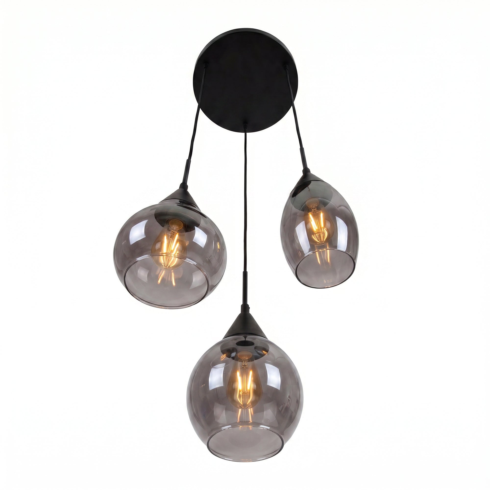Hanglamp Olea - 3-lichts - Smoke - Glas