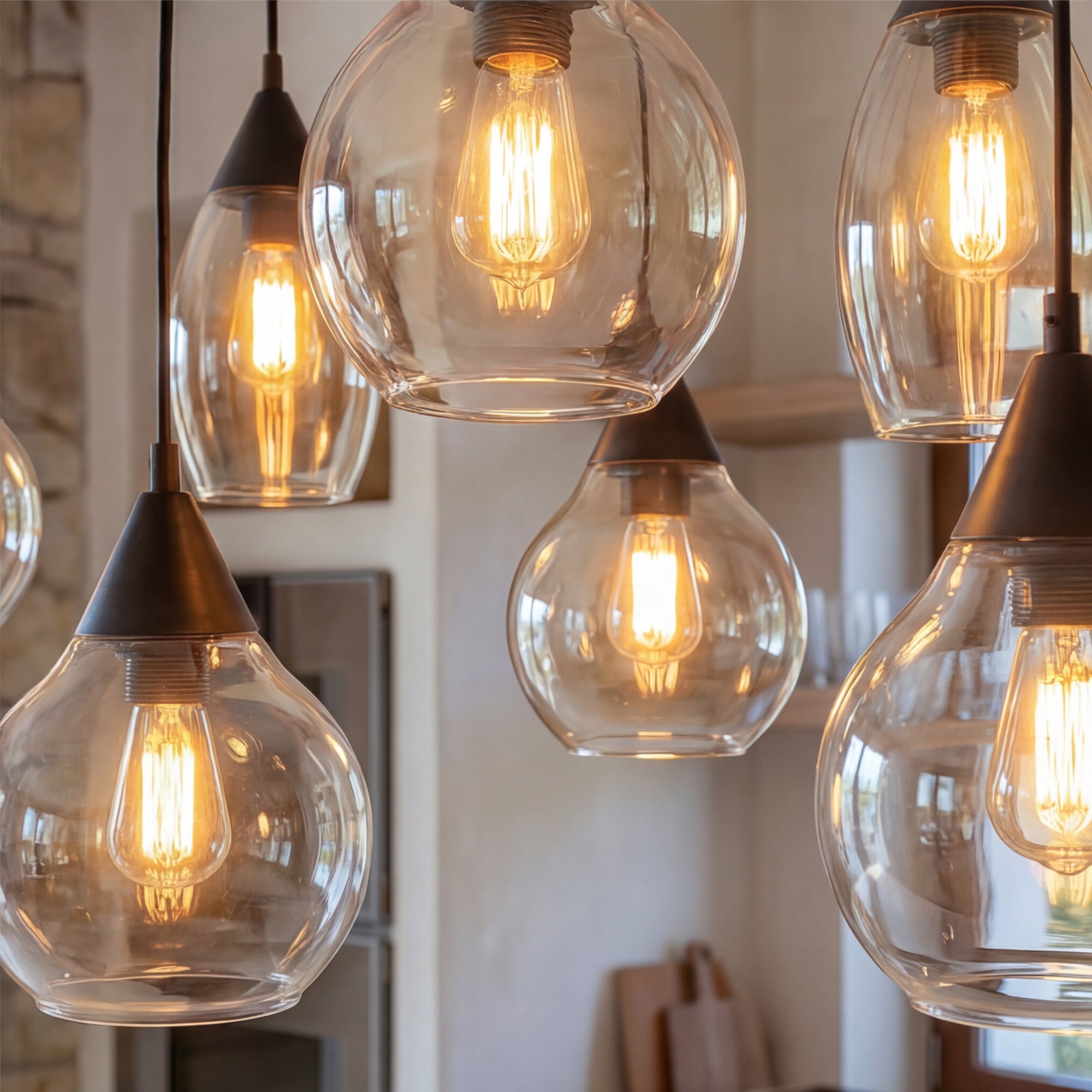 Hanglamp Milly - 8-lichts - Amberkleurig - Glas