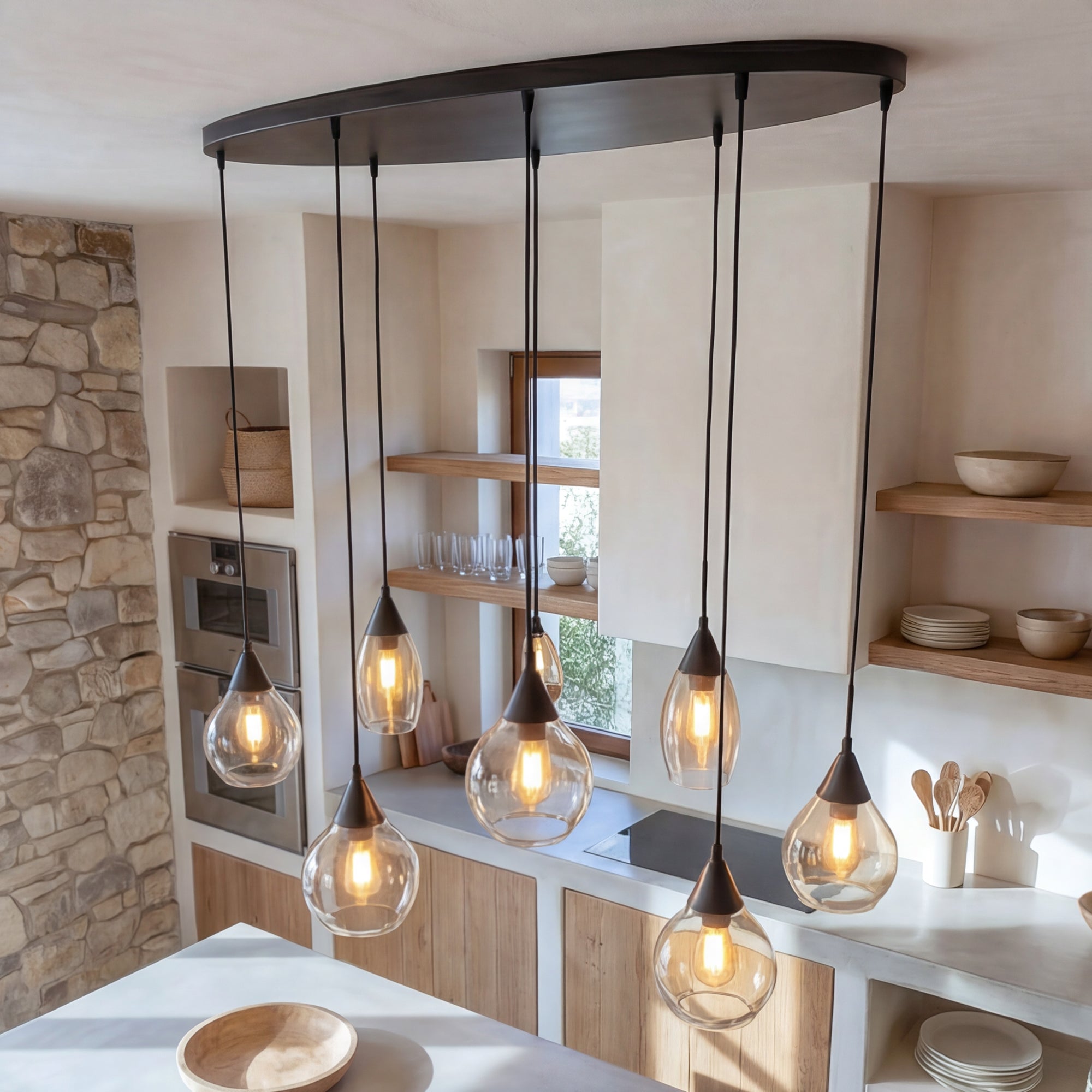 Hanglamp Milly - 8-lichts - Amberkleurig - Glas