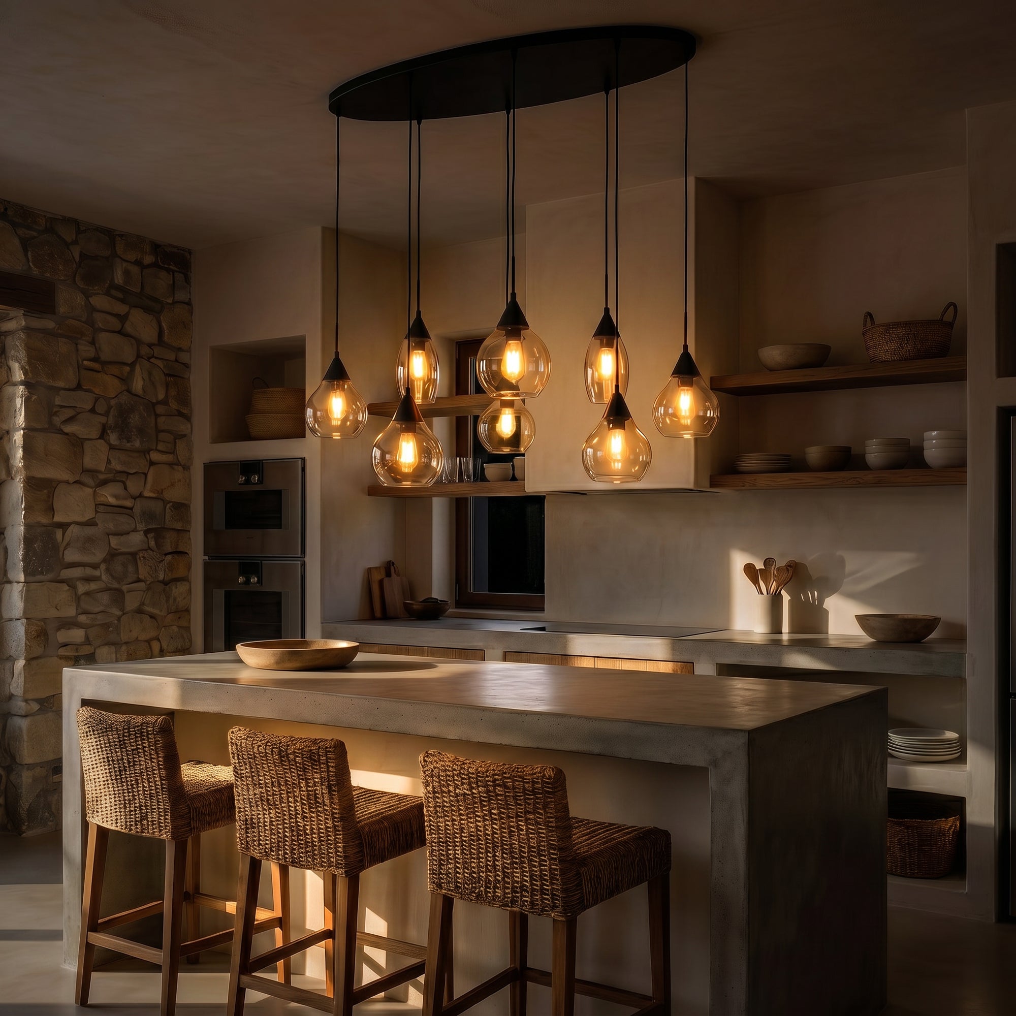 Hanglamp Milly - 8-lichts - Amberkleurig - Glas