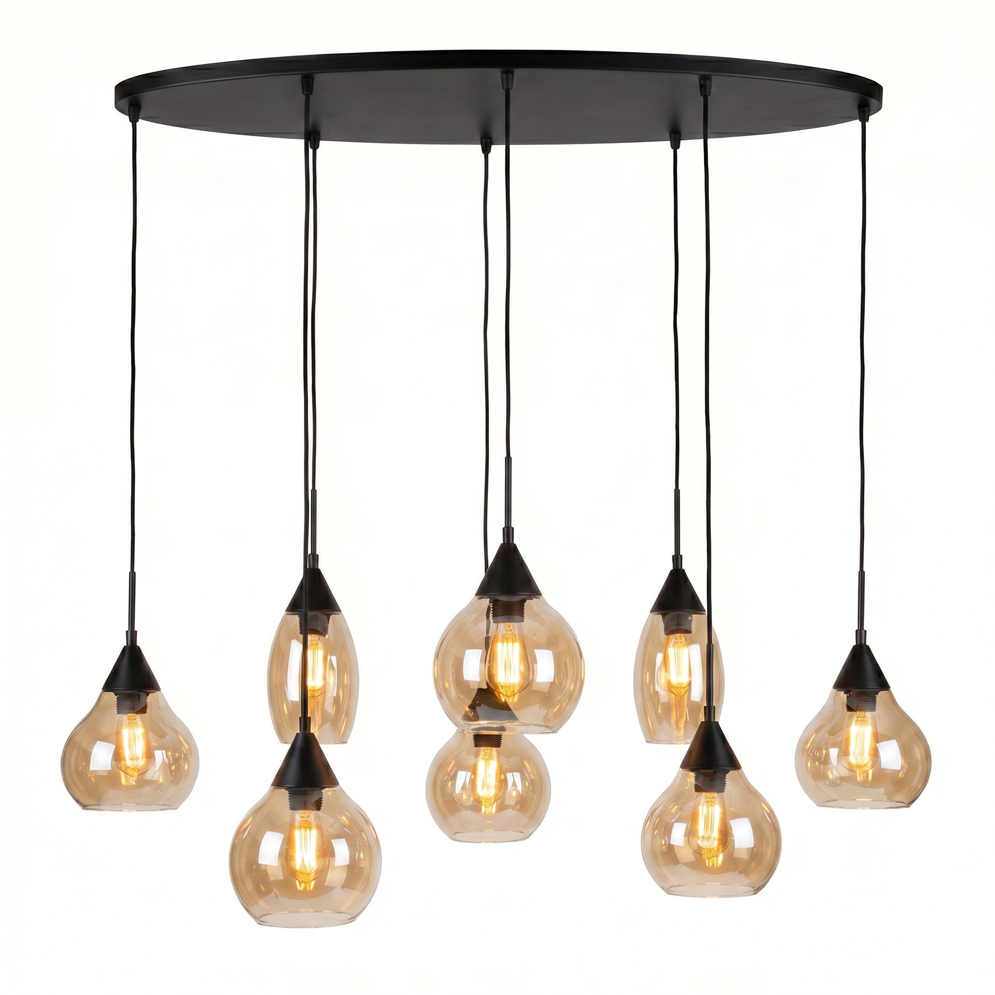 Hanglamp Milly - 8-lichts - Amberkleurig - Glas