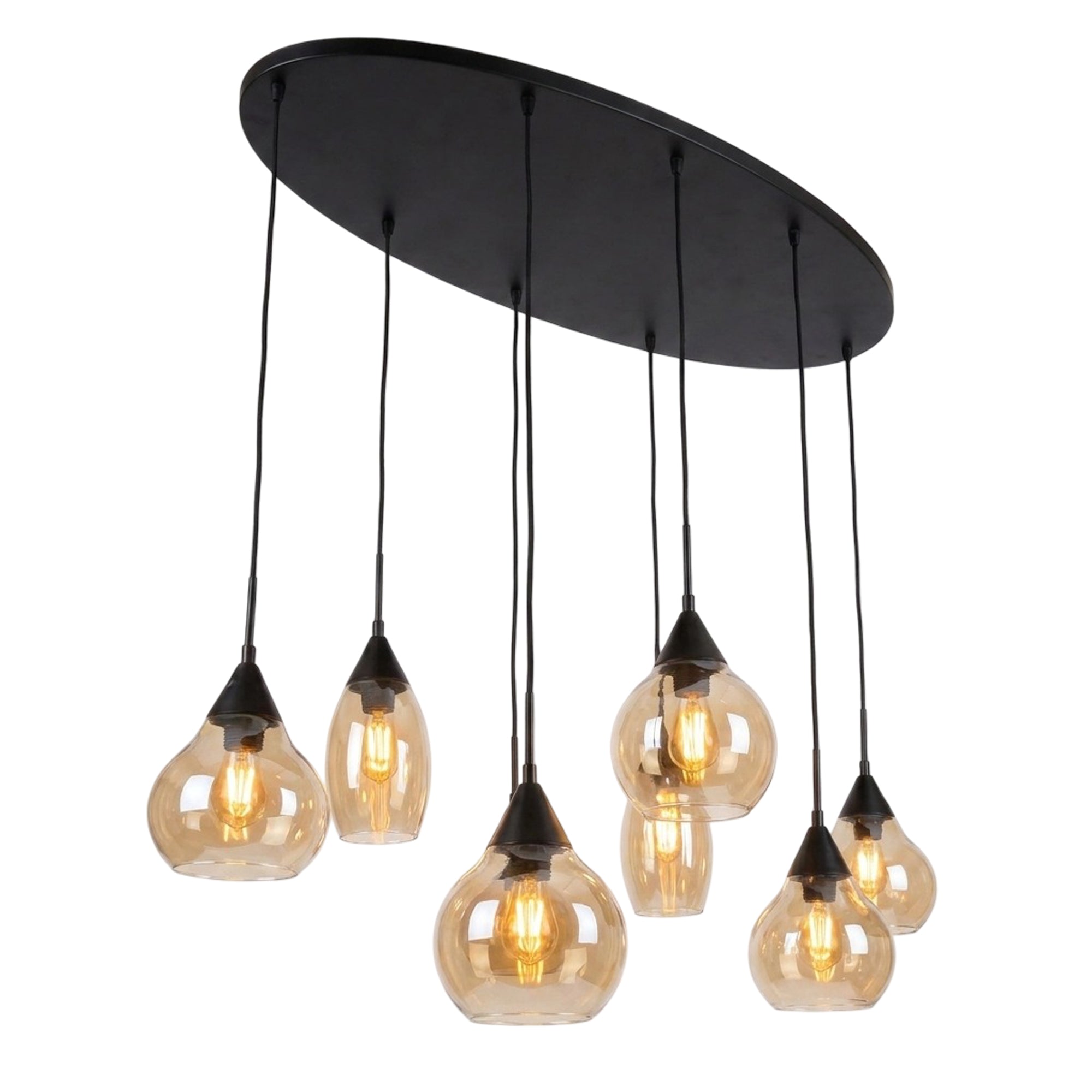 Hanglamp Milly - 8-lichts - Amberkleurig - Glas