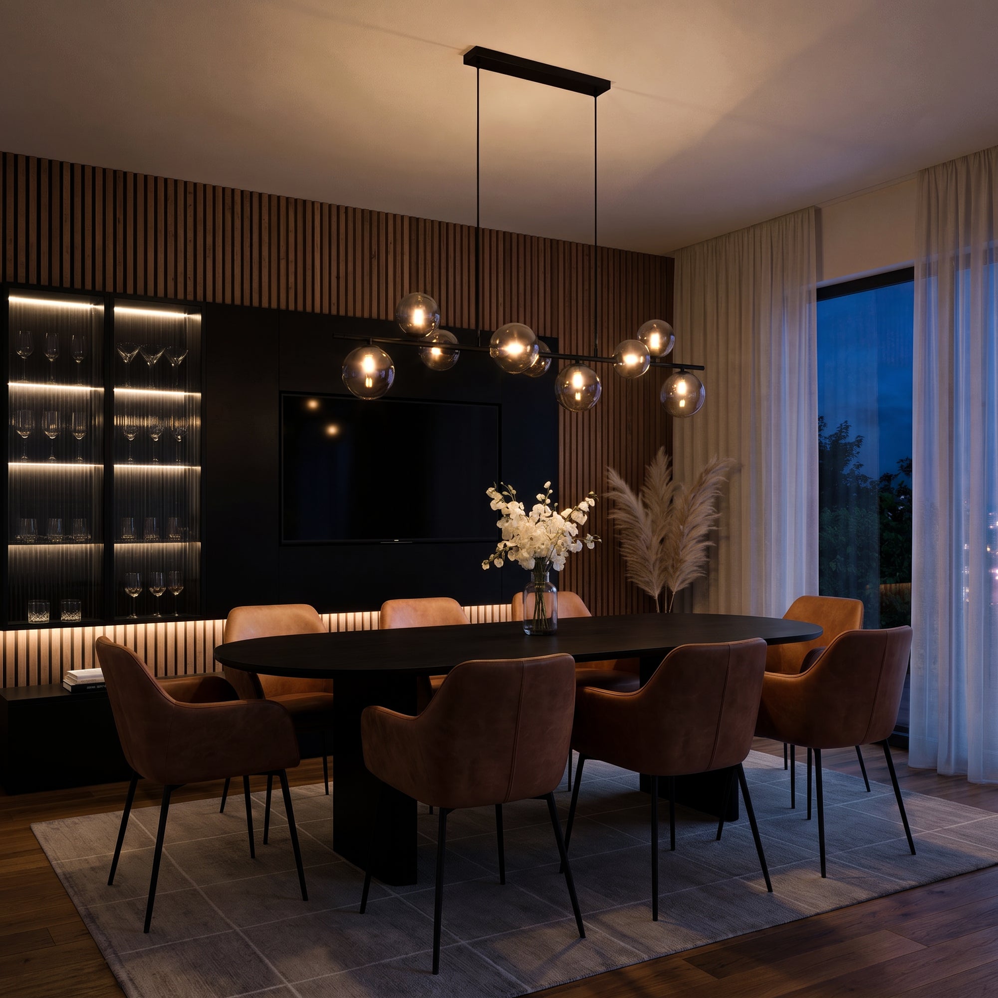 Hanglamp Novi - 9-lichts - Smoke - Glas