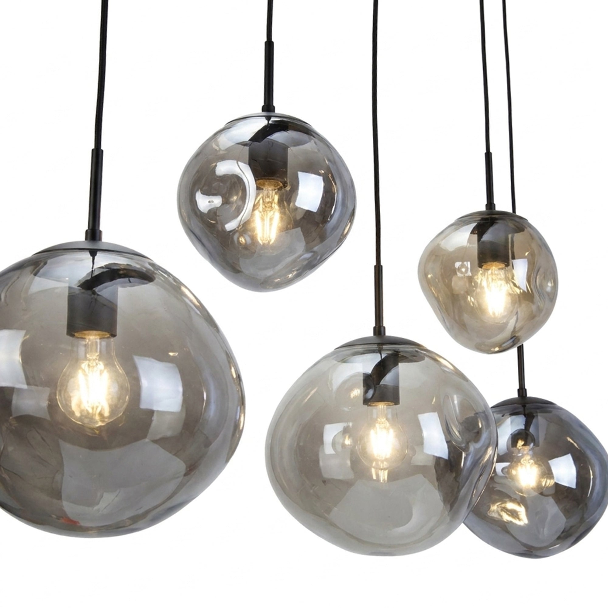 Hanglamp Diora - 5-lichts - Smoke - Glas