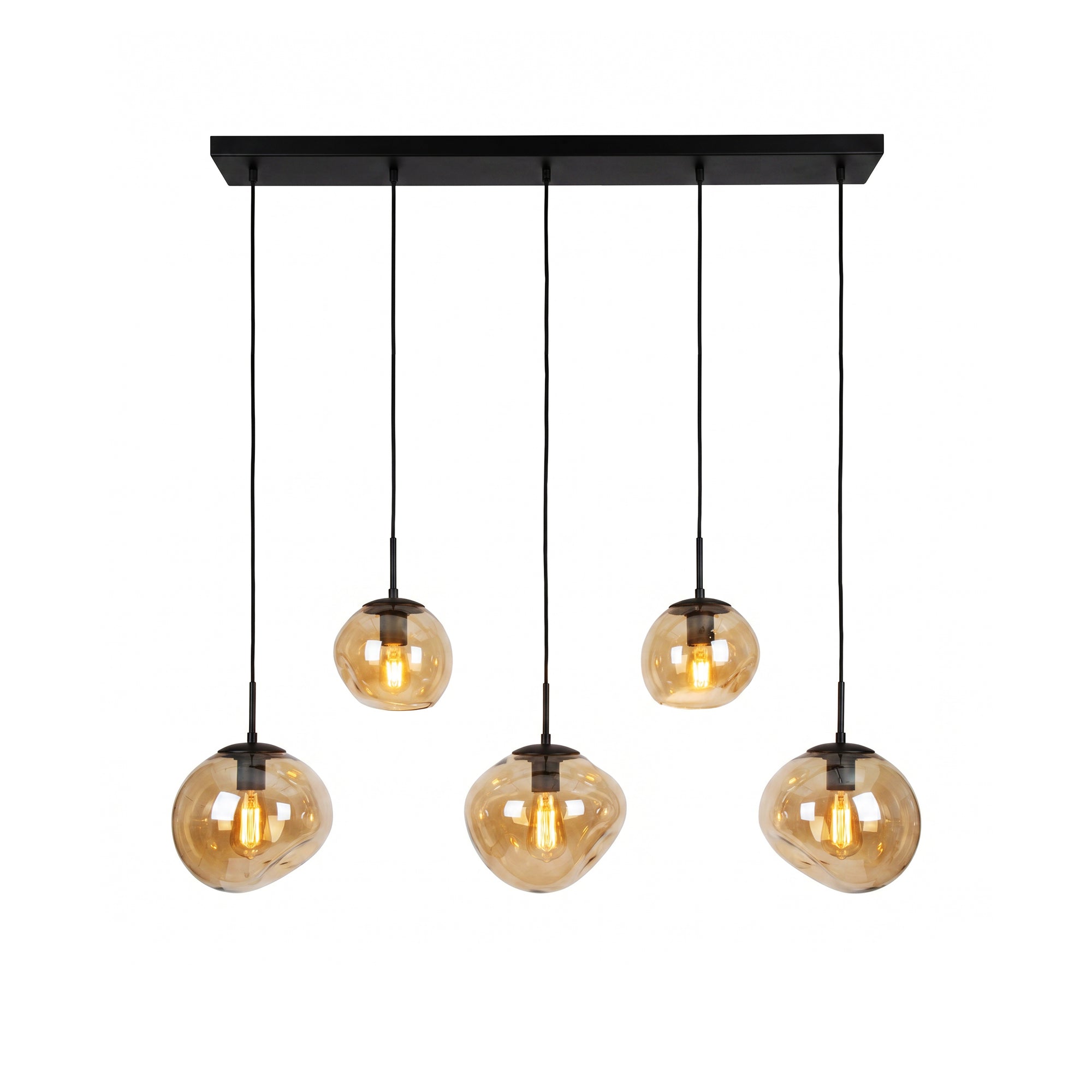 Hanglamp Diora - 5-lichts - Amberkleurig - Glas