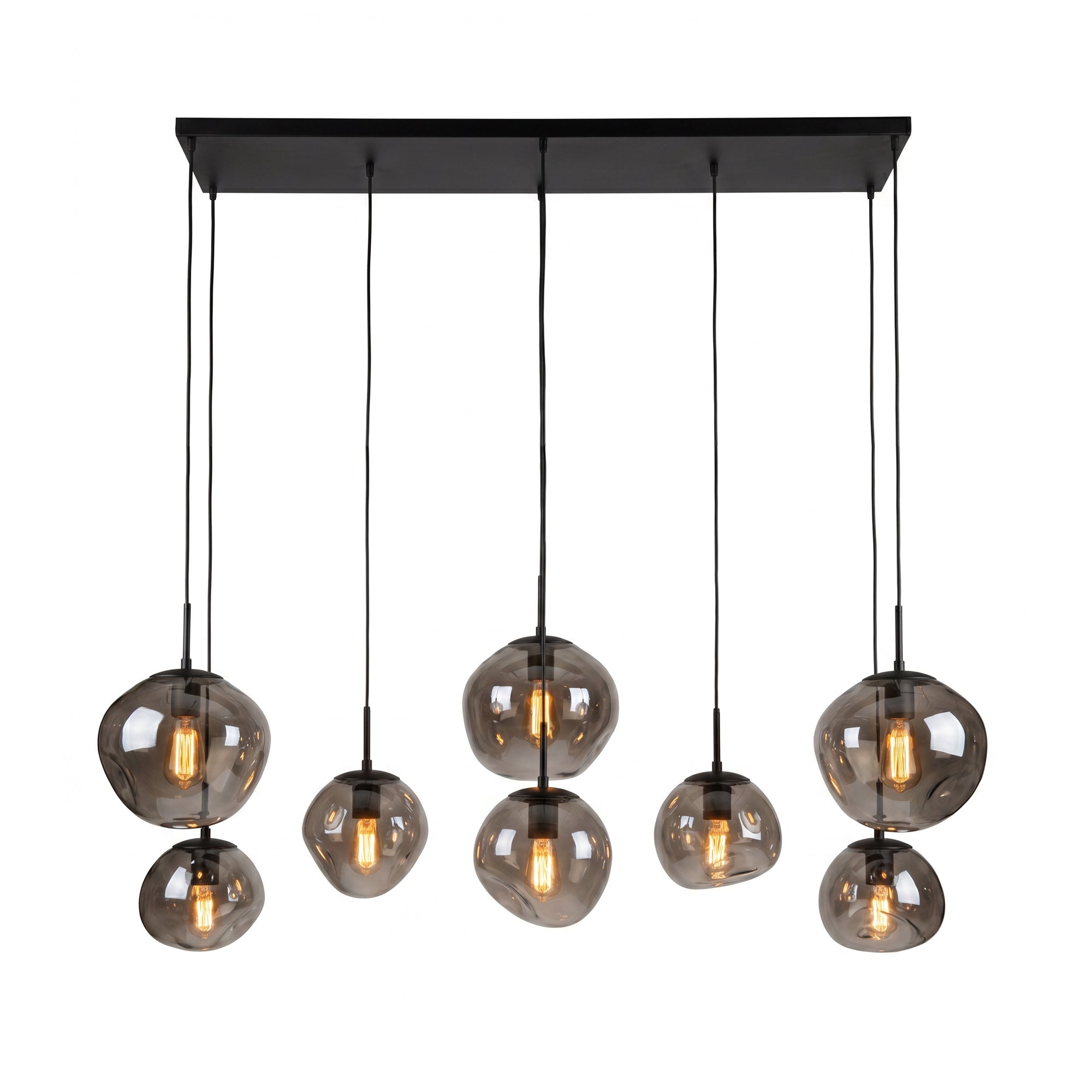 Hanglamp Badoe - 8-lichts - Smoke - Glas