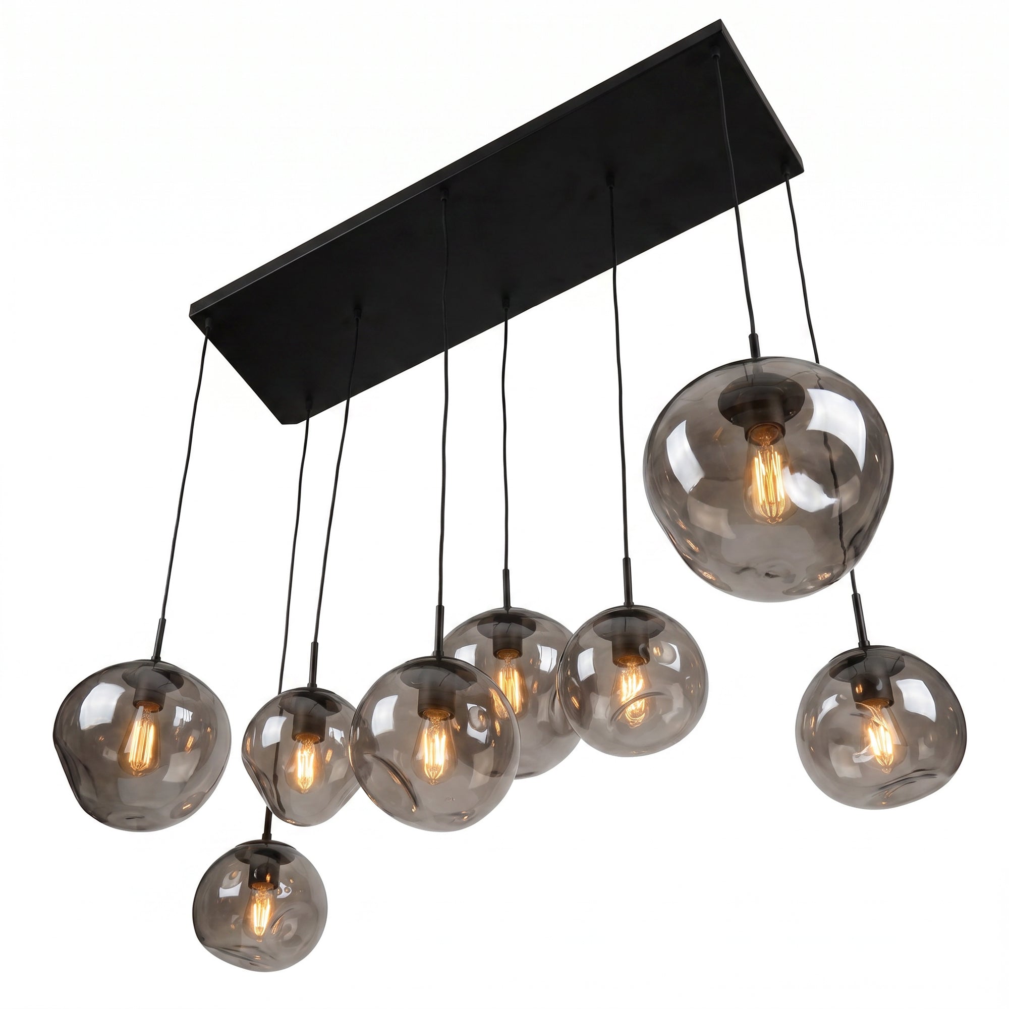 Hanglamp Badoe - 8-lichts - Smoke - Glas