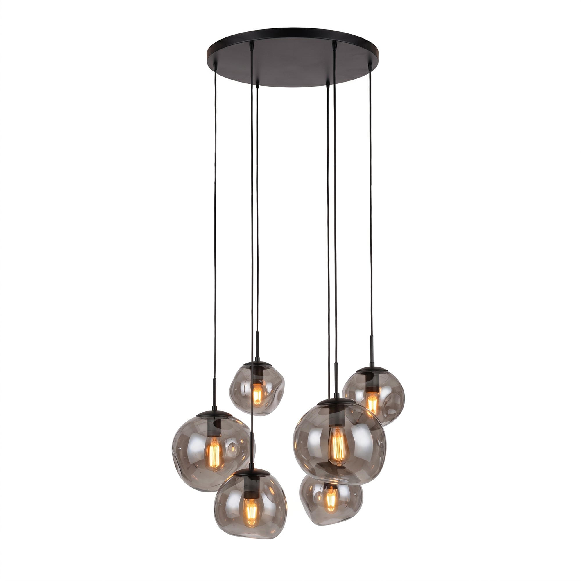 Hanglamp Bello - 6-lichts - Smoke - Glas
