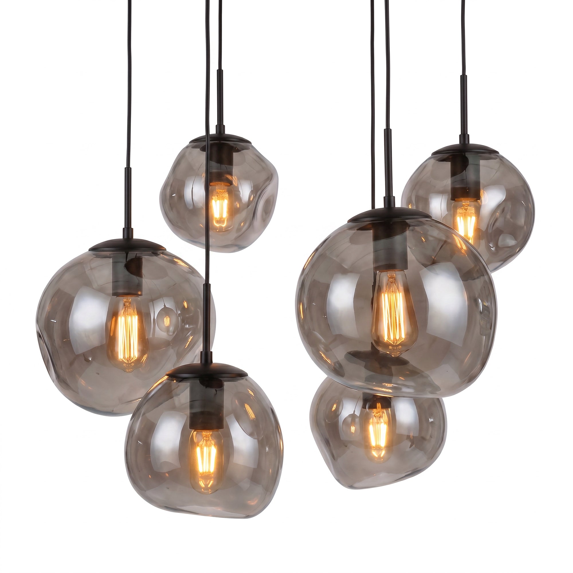 Hanglamp Bello - 6-lichts - Smoke - Glas
