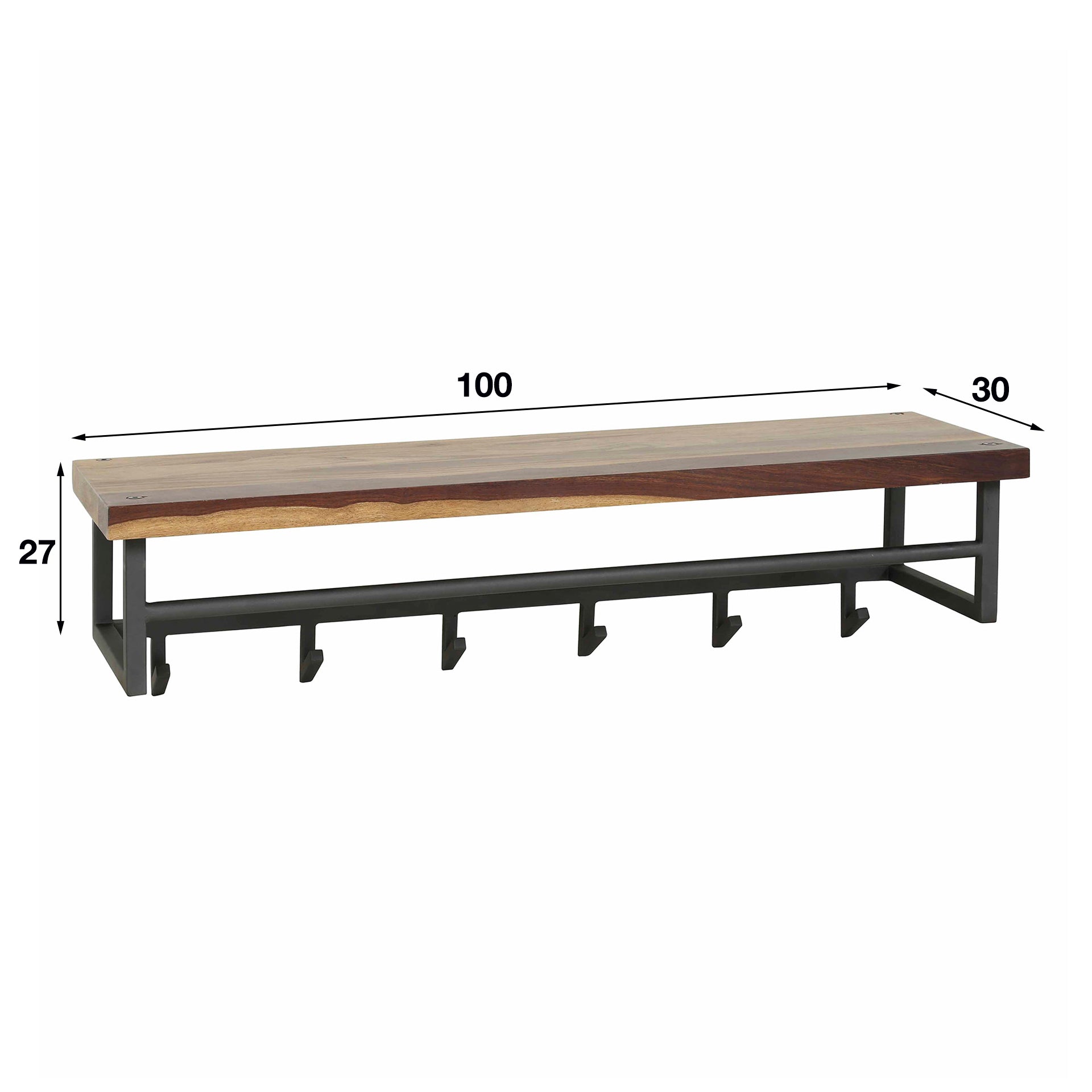 Kapstok Pearl - Sajahout - 6 haken - 100 cm