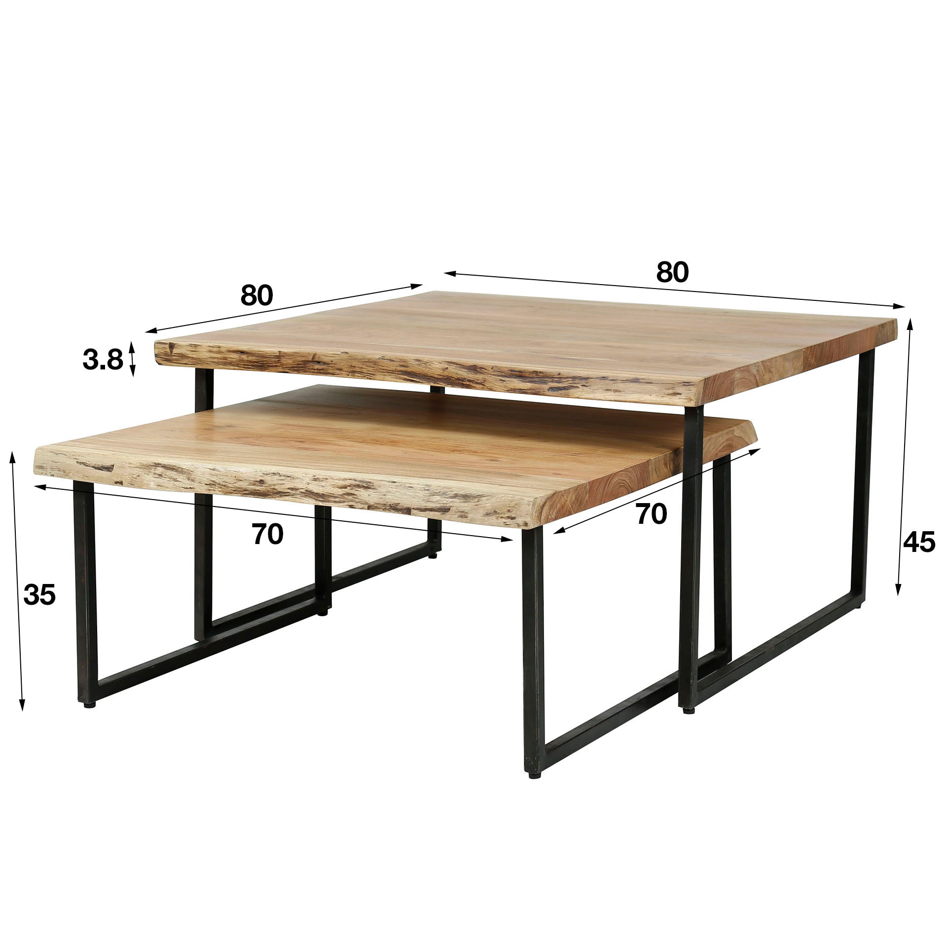 Salontafel Imperial - Lichtbruin - Acaciahout - Set van 2