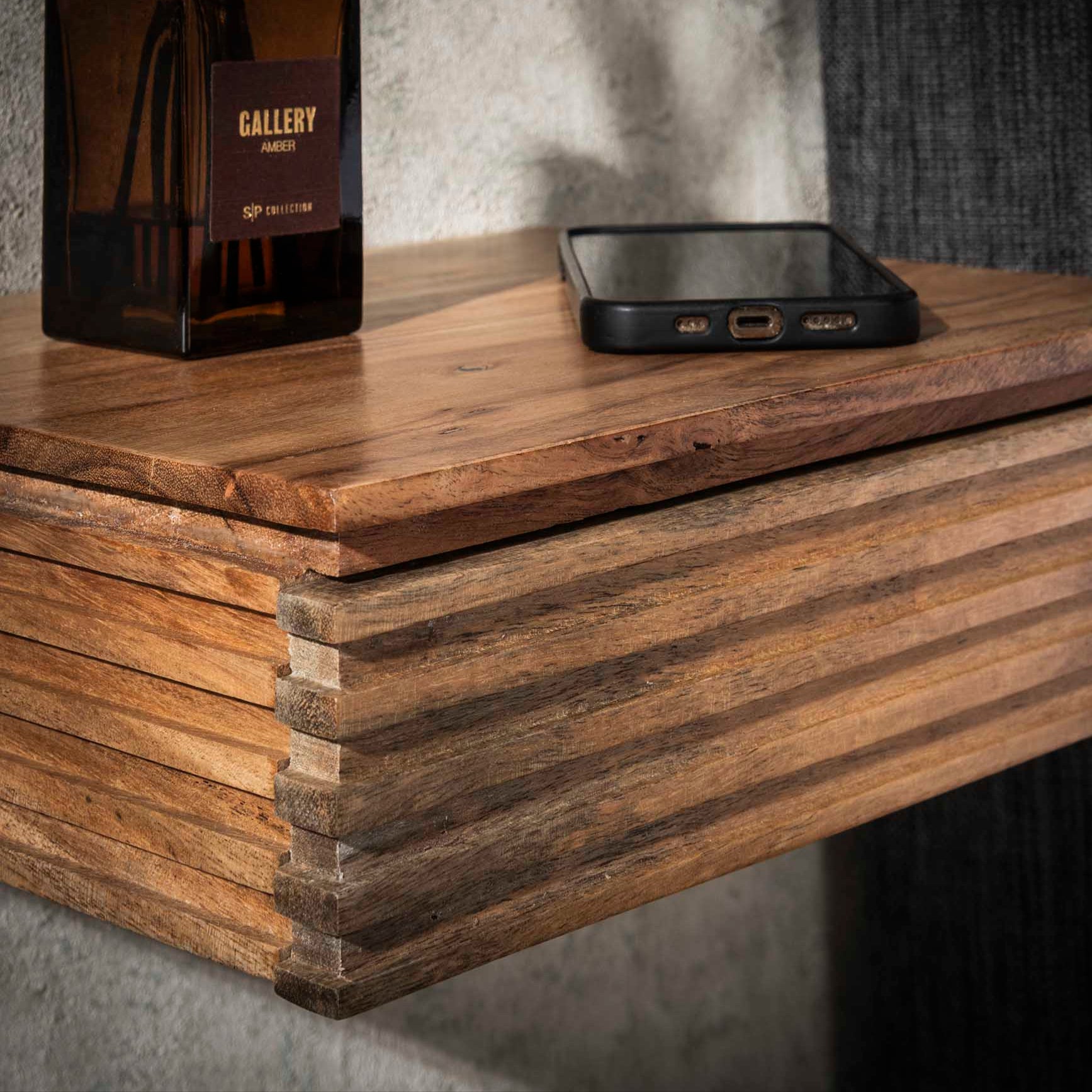 Smal Nachtkastje Anastasia - Acaciahout - Zwevend - Set van 2