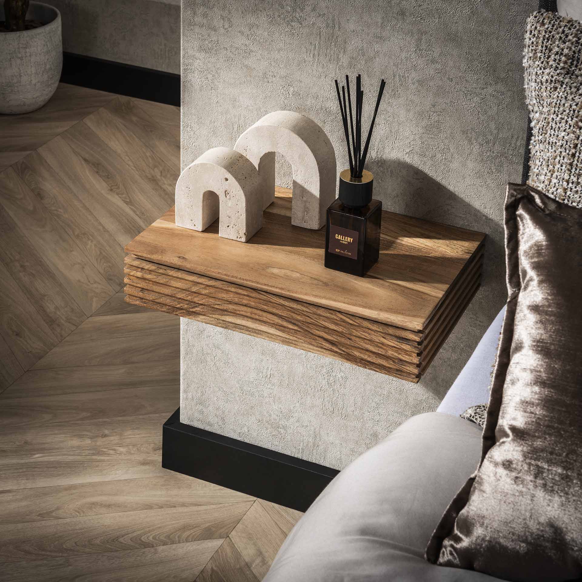 Nachtkastje Anastasia Breed - Acaciahout - Zwevend - Set van 2