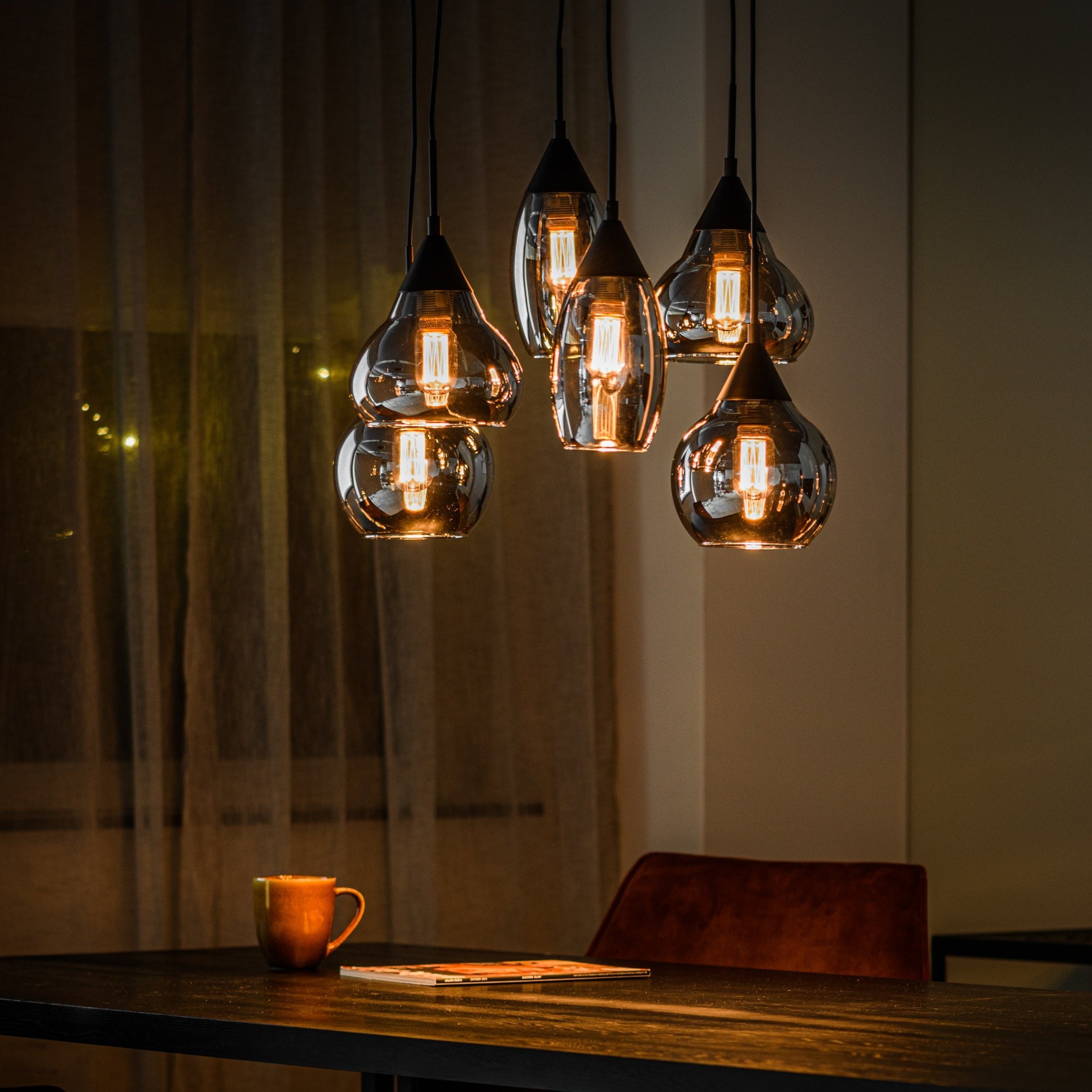 Hanglamp Astraeos - 6-lichts - Smoke - Glas