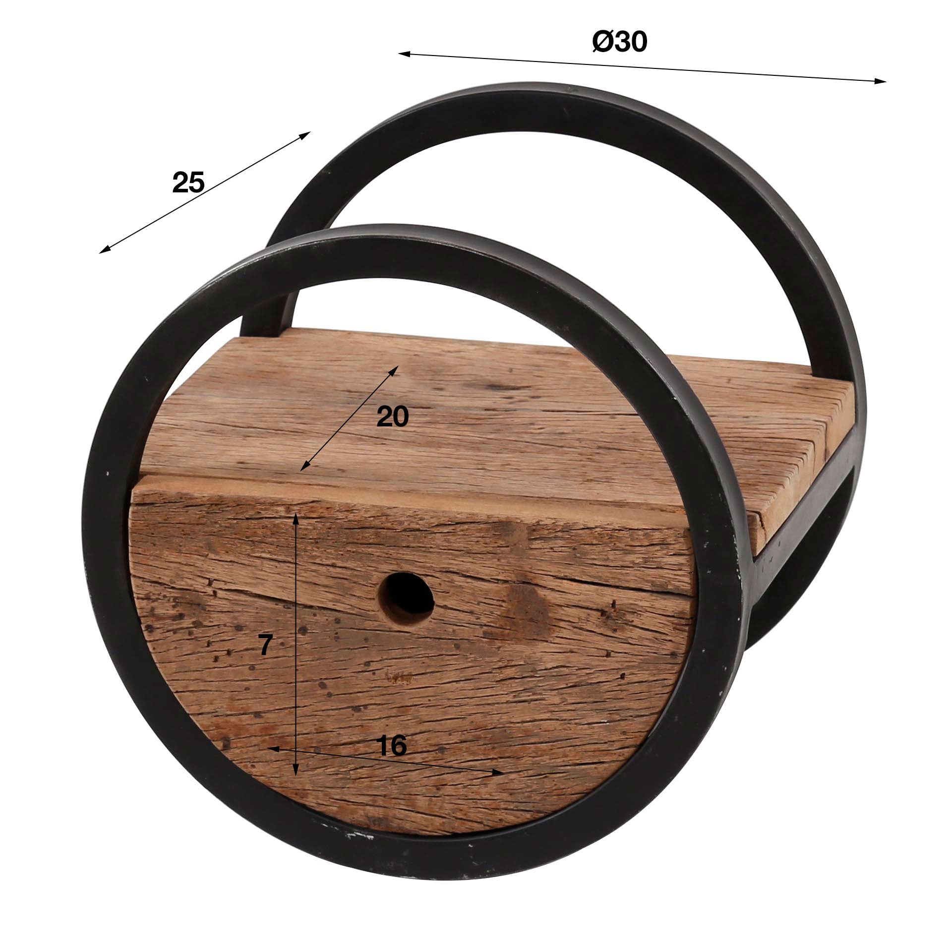 Wandschap Horizon - Bruin - Hardhout - 30 cm