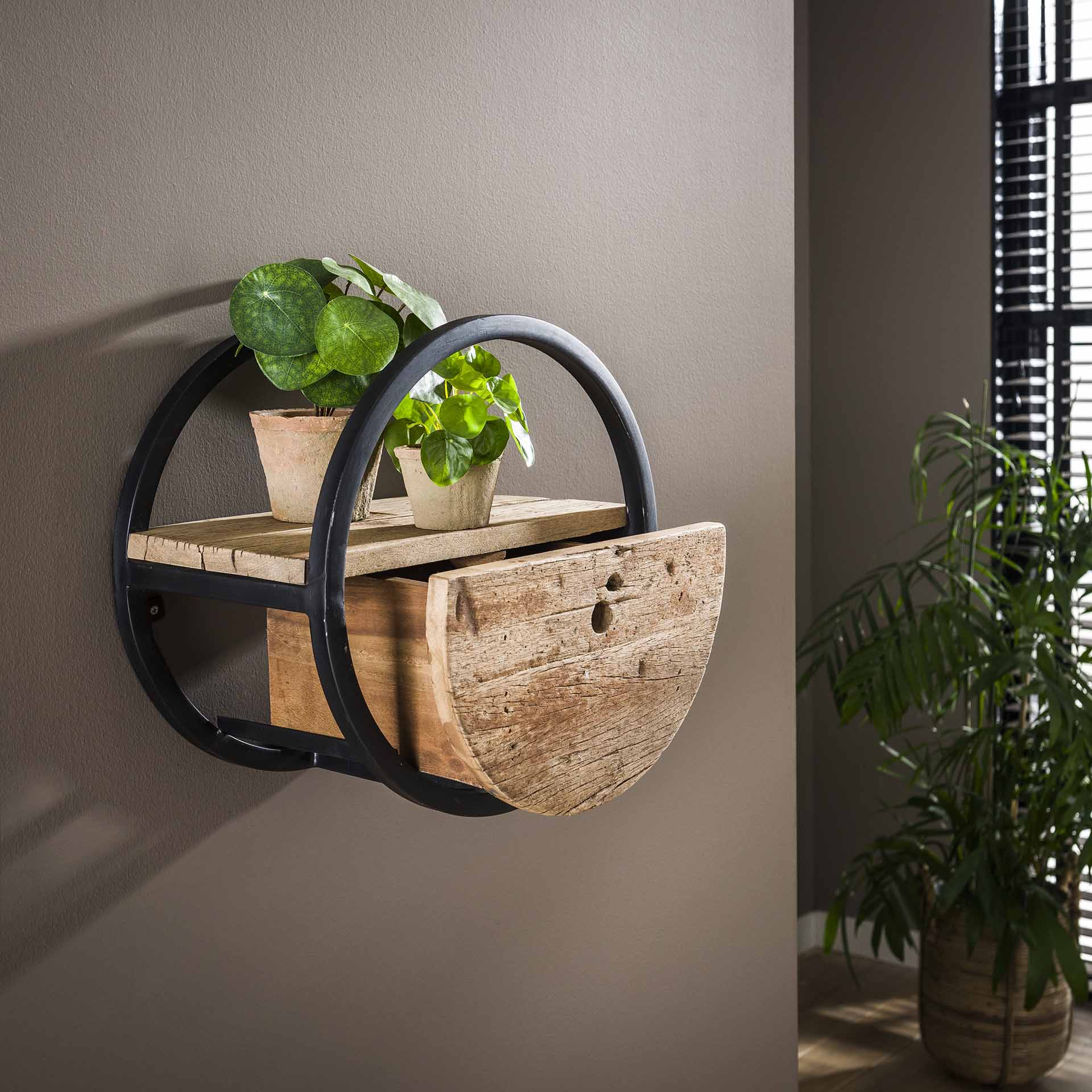 Wandschap Horizon - Bruin - Hardhout - 40 cm