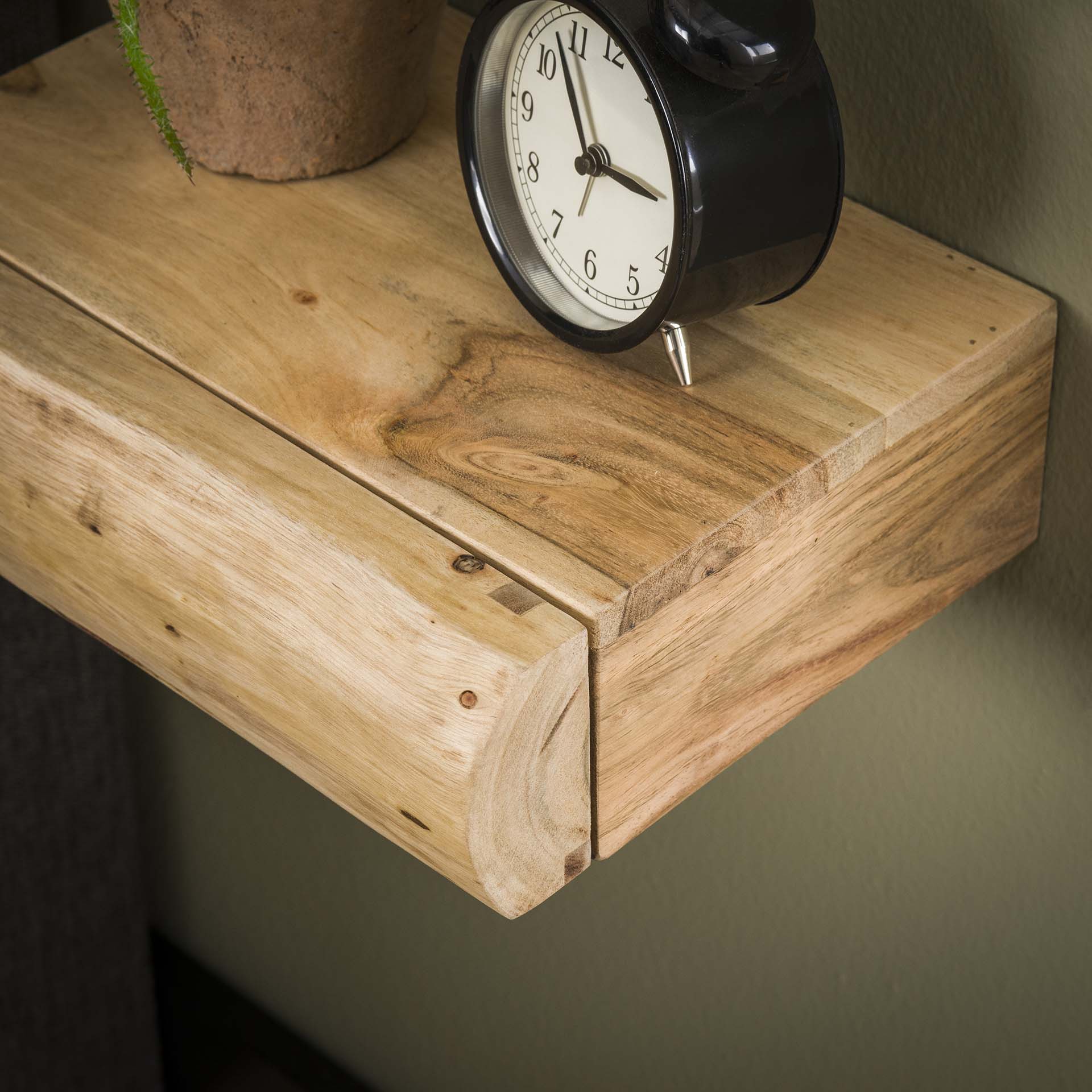 Smal Nachtkastje Gideon - Lichtbruin - Acaciahout - Zwevend