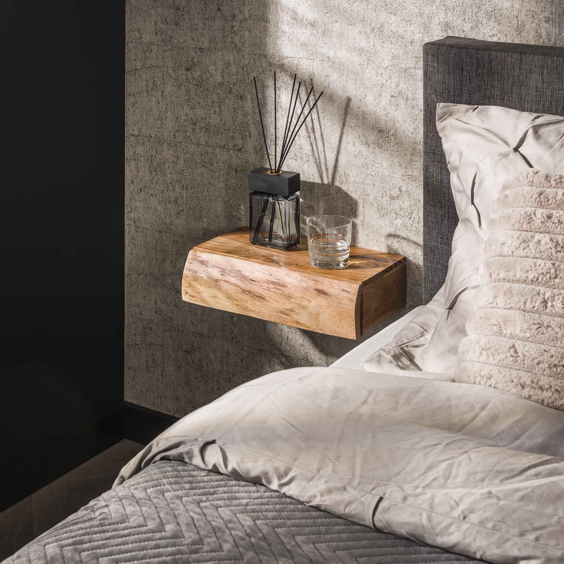 Smal Nachtkastje Jort - Lichtbruin - Acaciahout - Zwevend