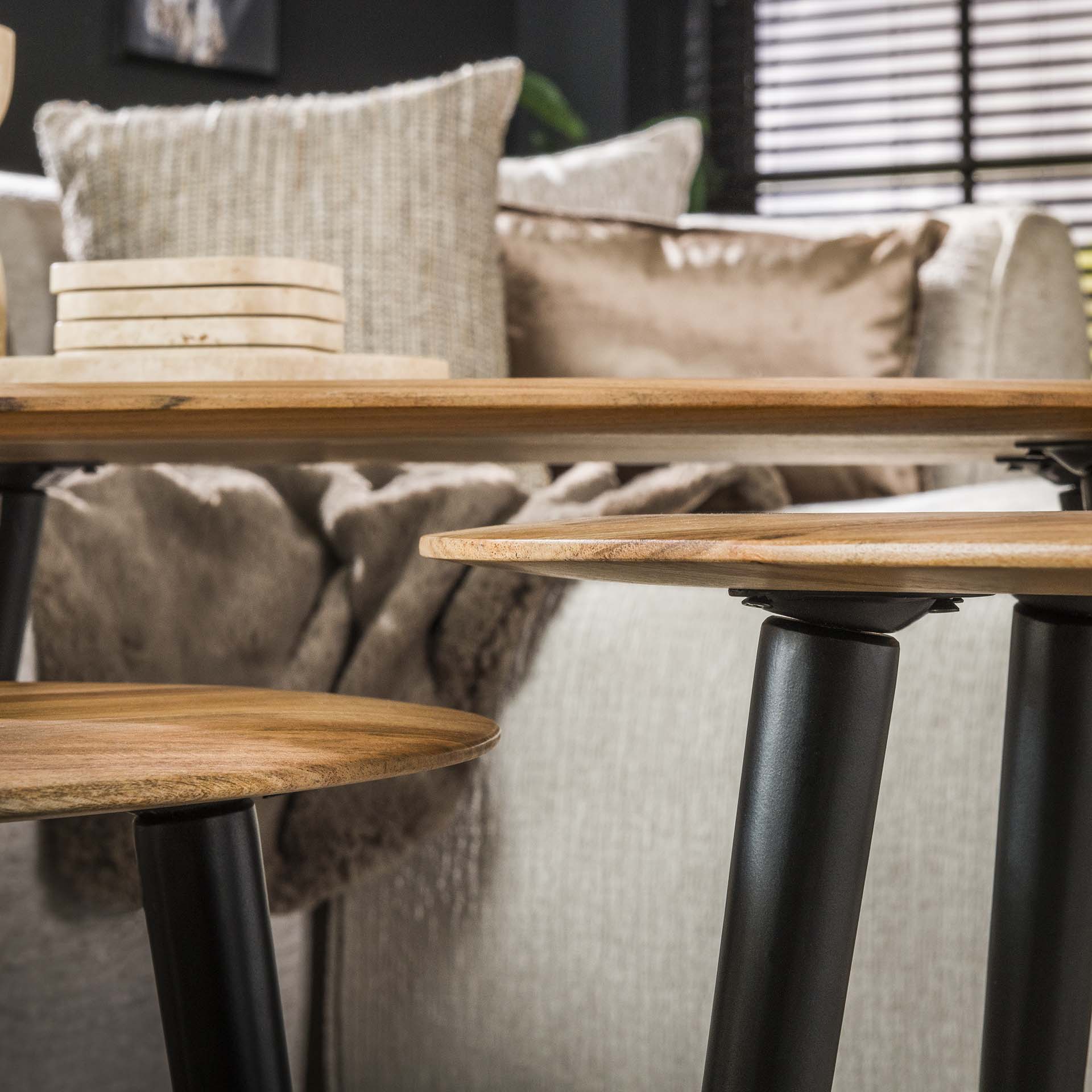 Salontafel Lucent - Lichtbruin - Acaciahout - Set van 3