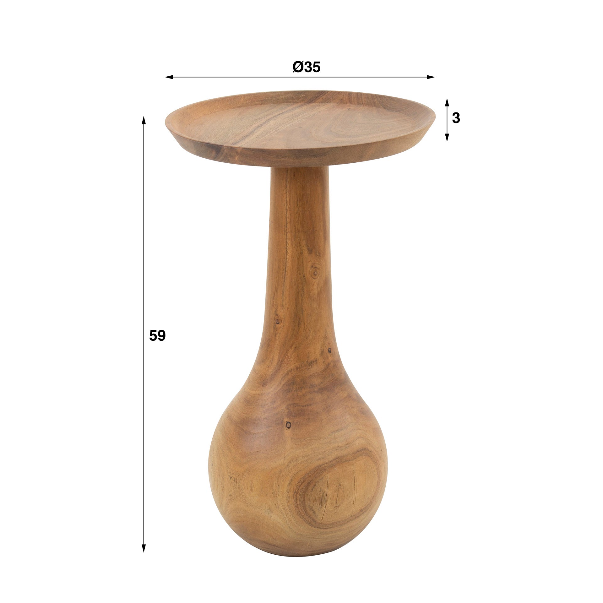 Bijzettafel Pippin - Lichtbruin - Acaciahout