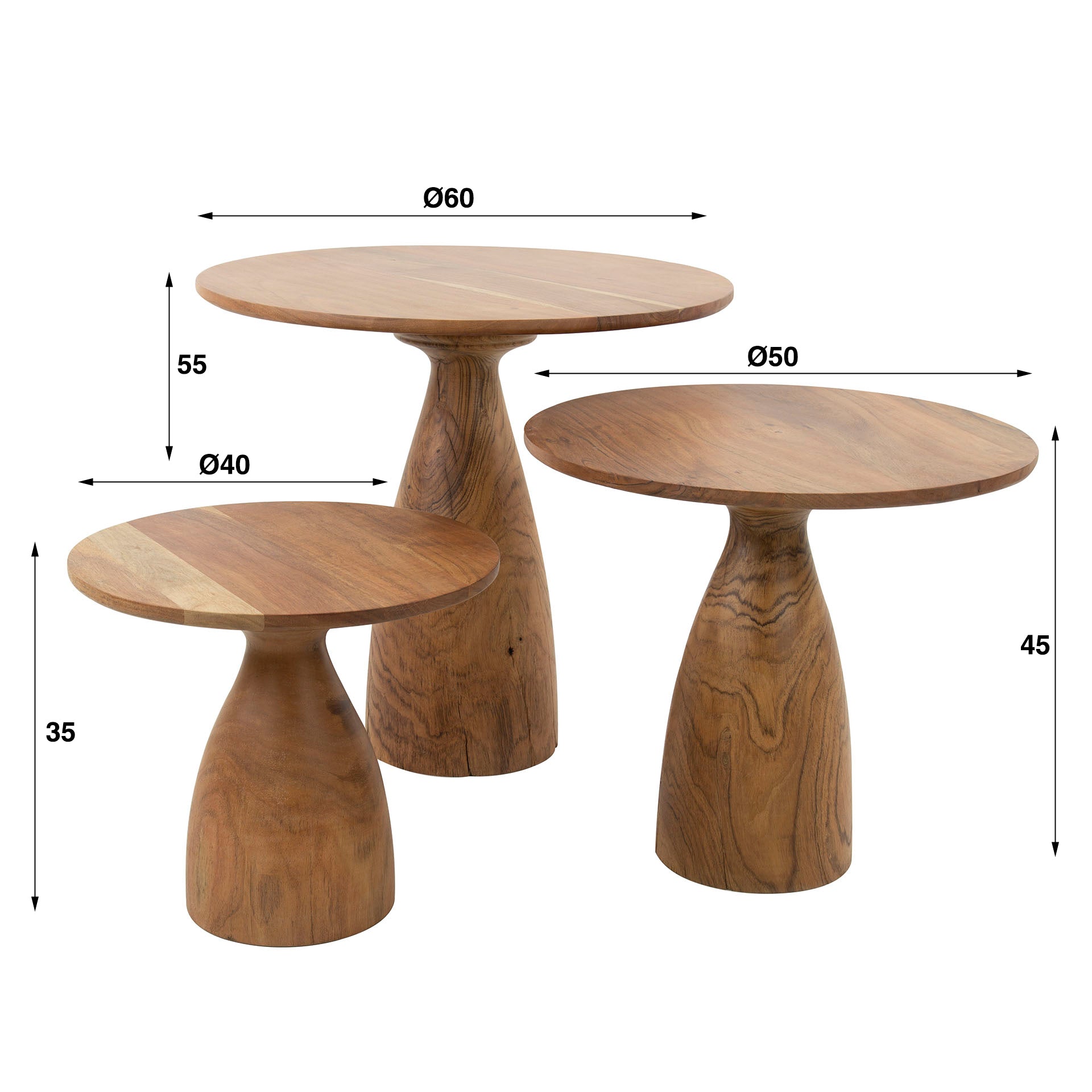 Salontafel Genesis - Lichtbruin - Acaciahout - Set van 3