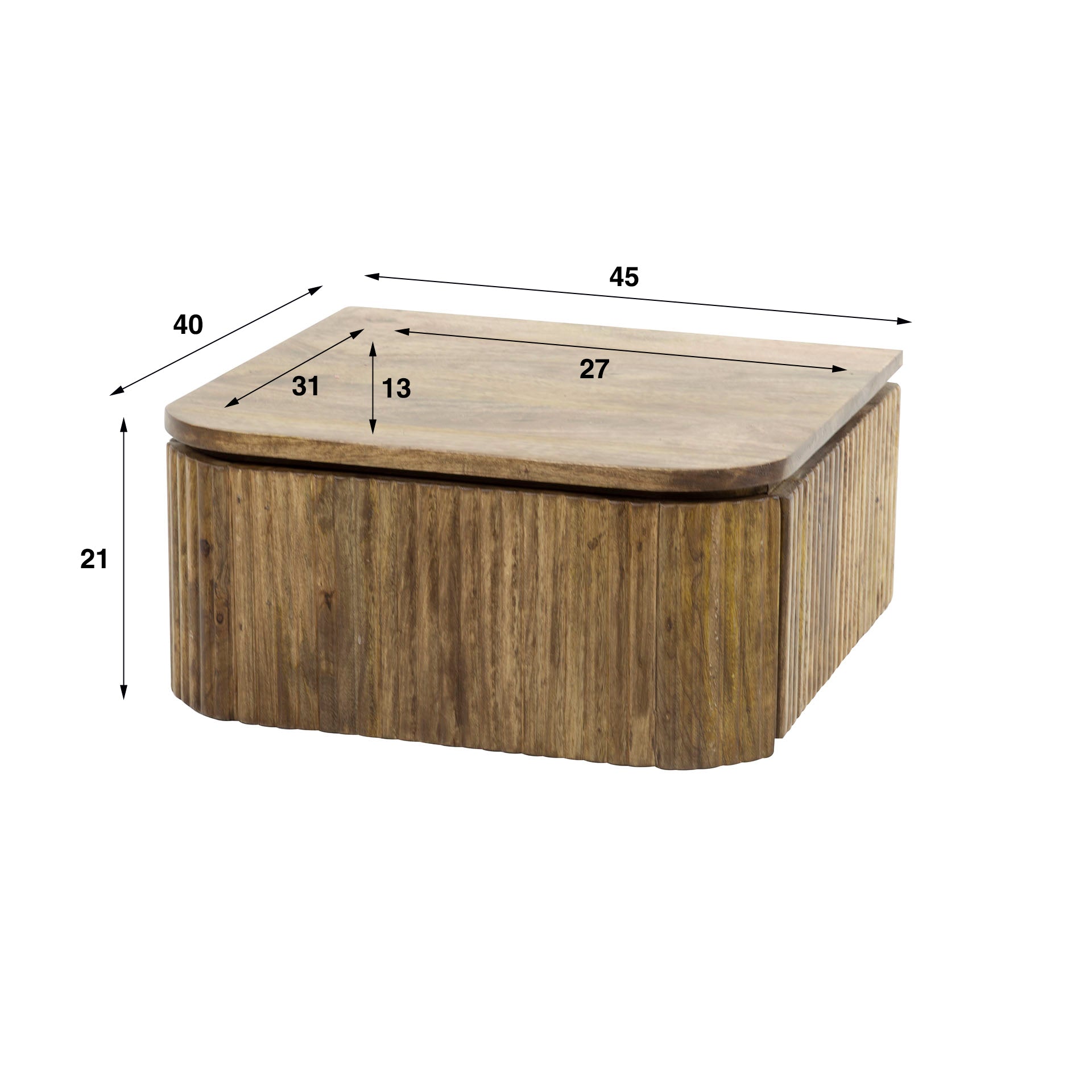 Nachtkastje Serene - Lichtbruin - Mangohout - Zwevend