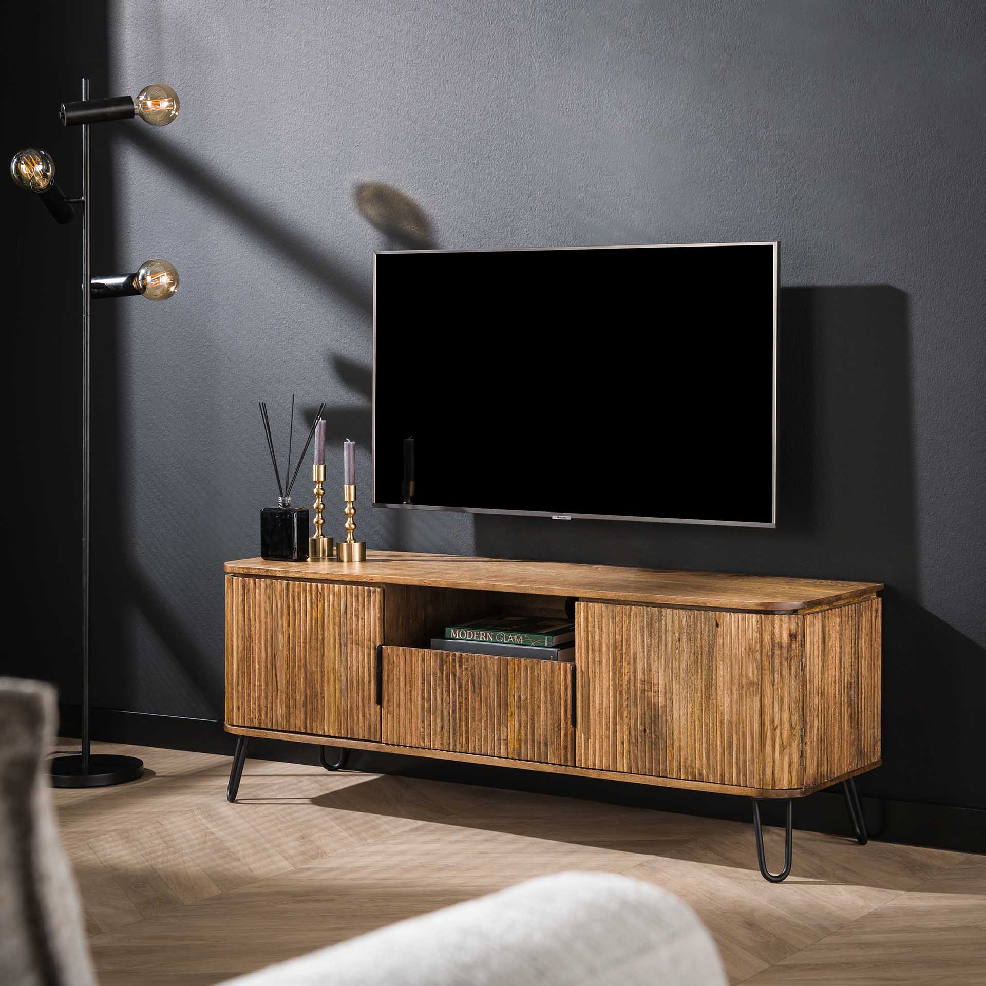 TV-meubel Lustrous - Lichtbruin - Mangohout