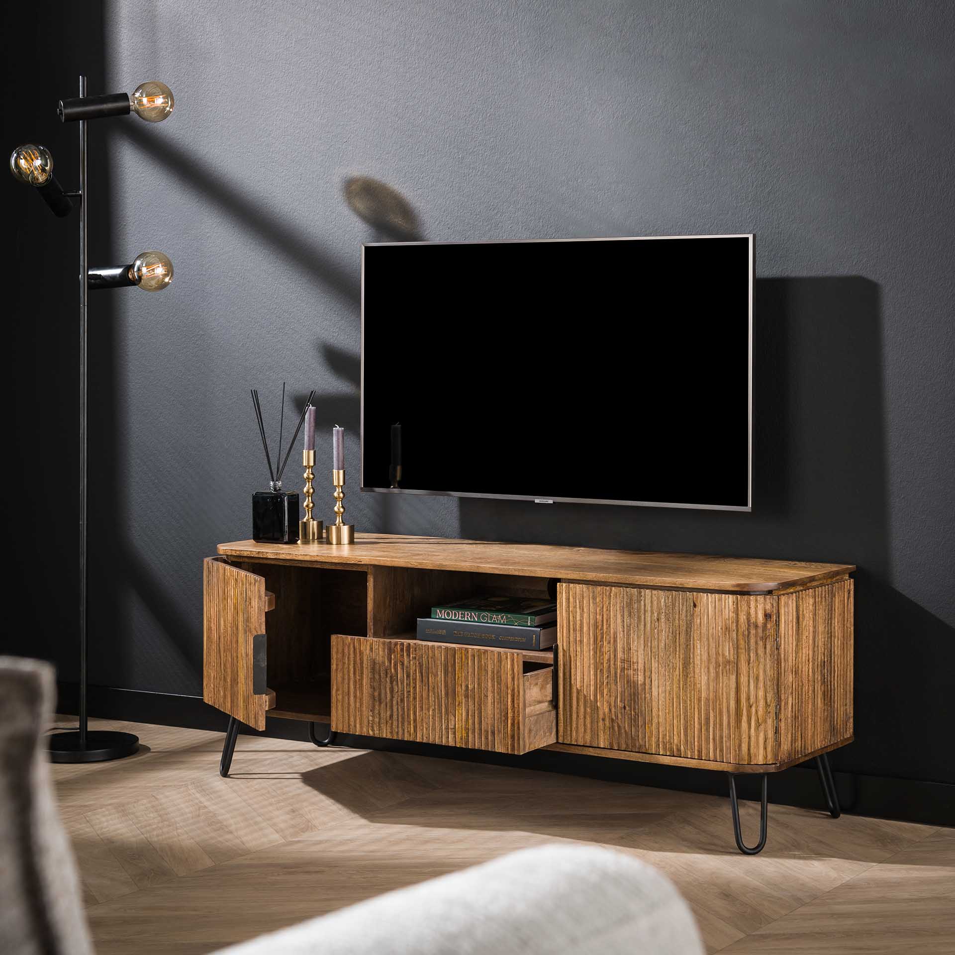 TV-meubel Lustrous - Lichtbruin - Mangohout