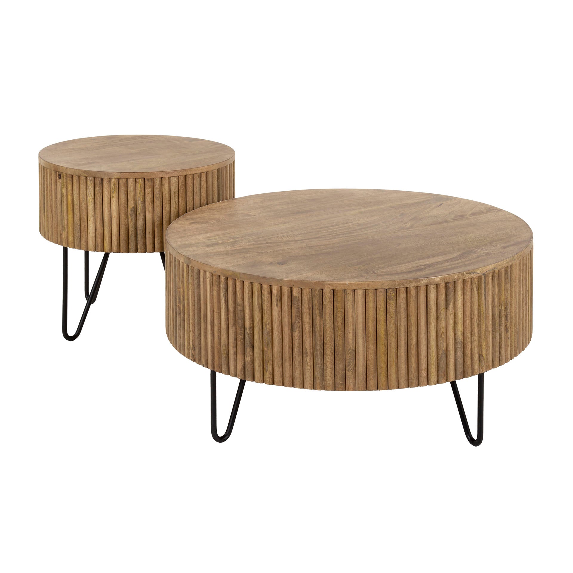 Salontafel Wave - Rond - Mangohout - Set van 2