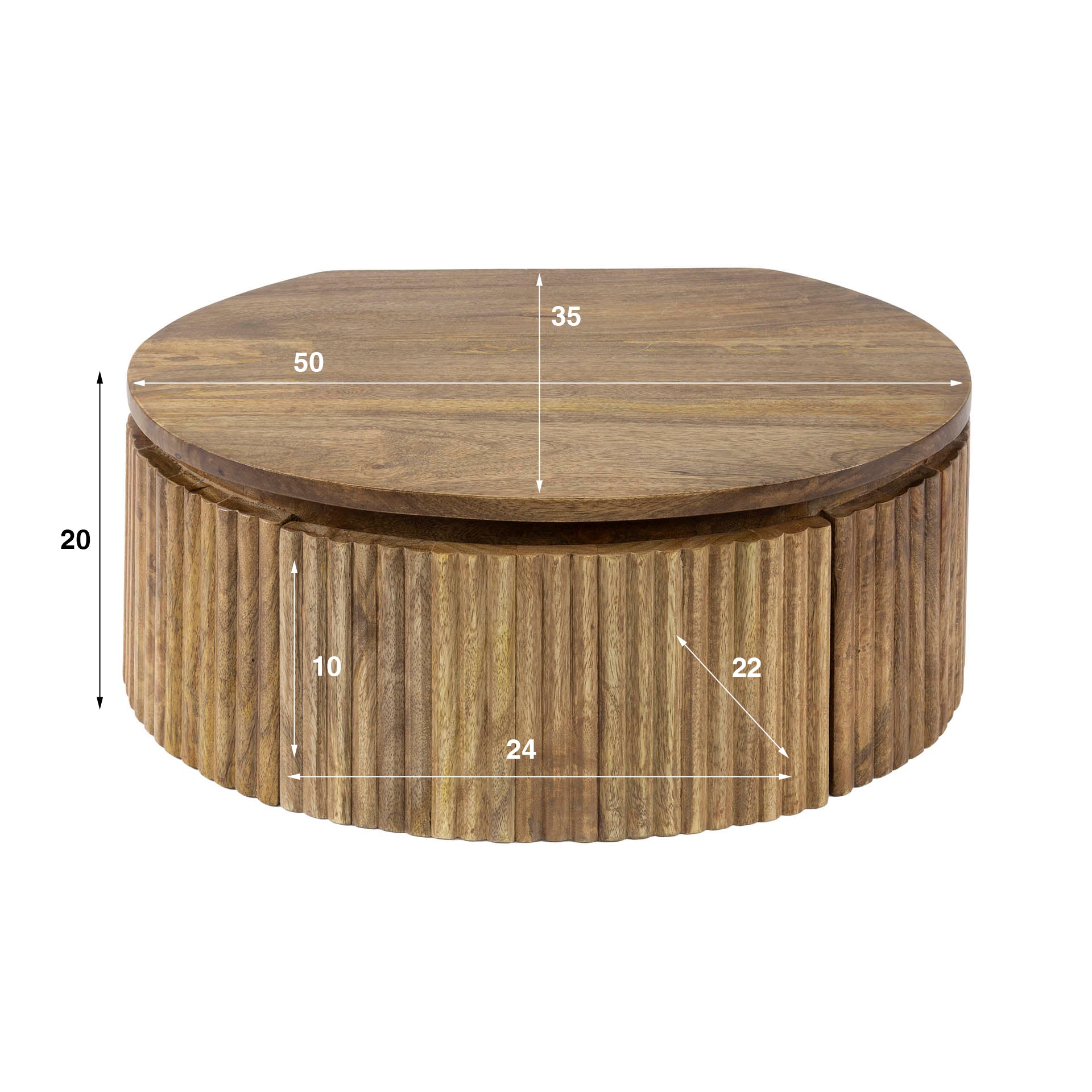 Nachtkastje Calm - Lichtbruin - Mangohout - Zwevend