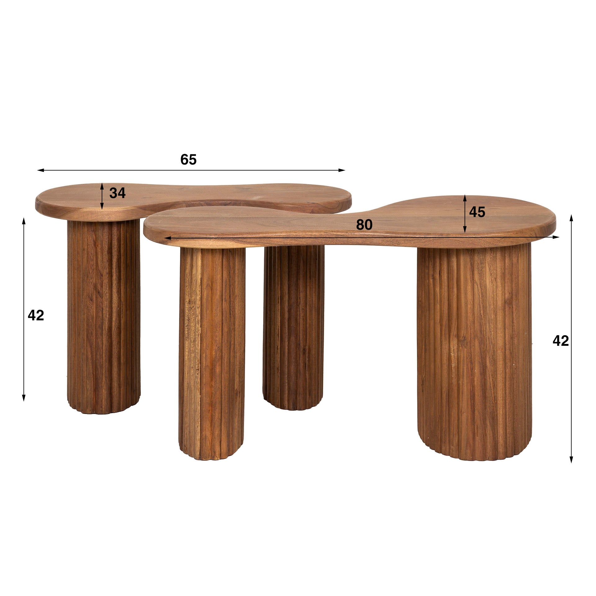 Salontafel Fuse - Bruin - Acaciahout - Organisch - Set van 2