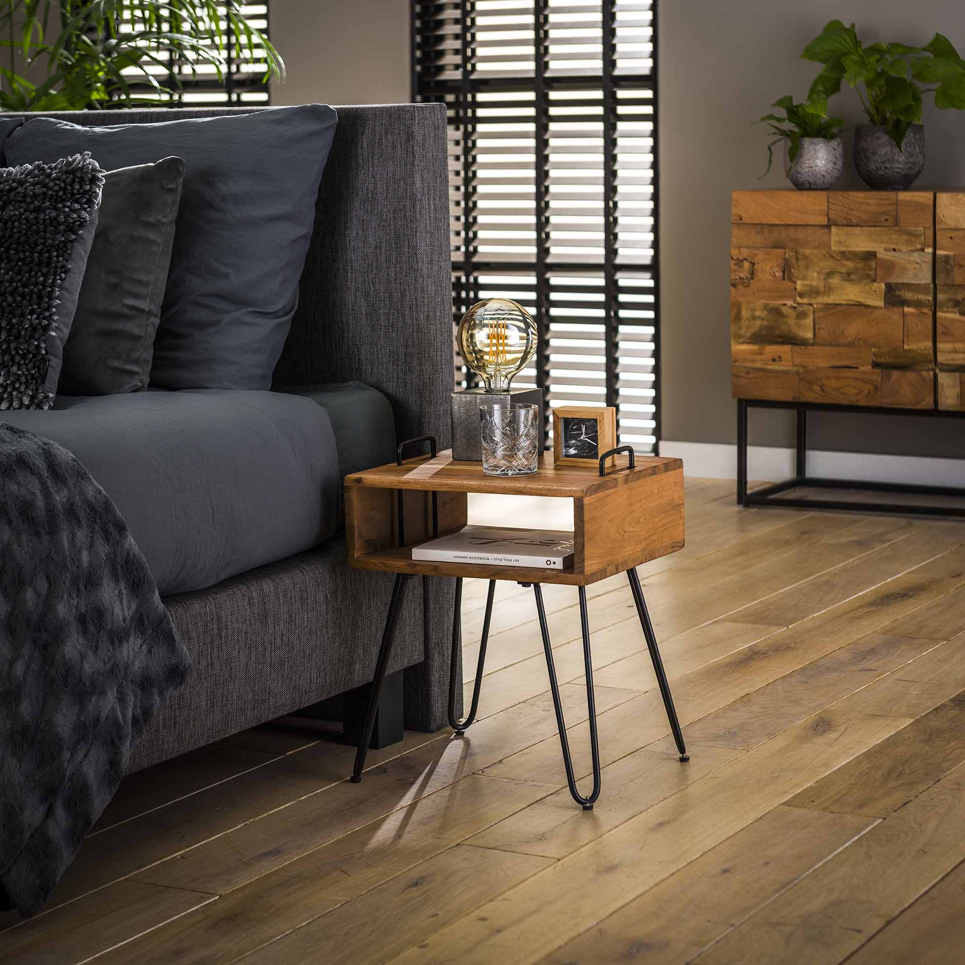 Nachtkastje Eclipse - Lichtbruin - Acaciahout