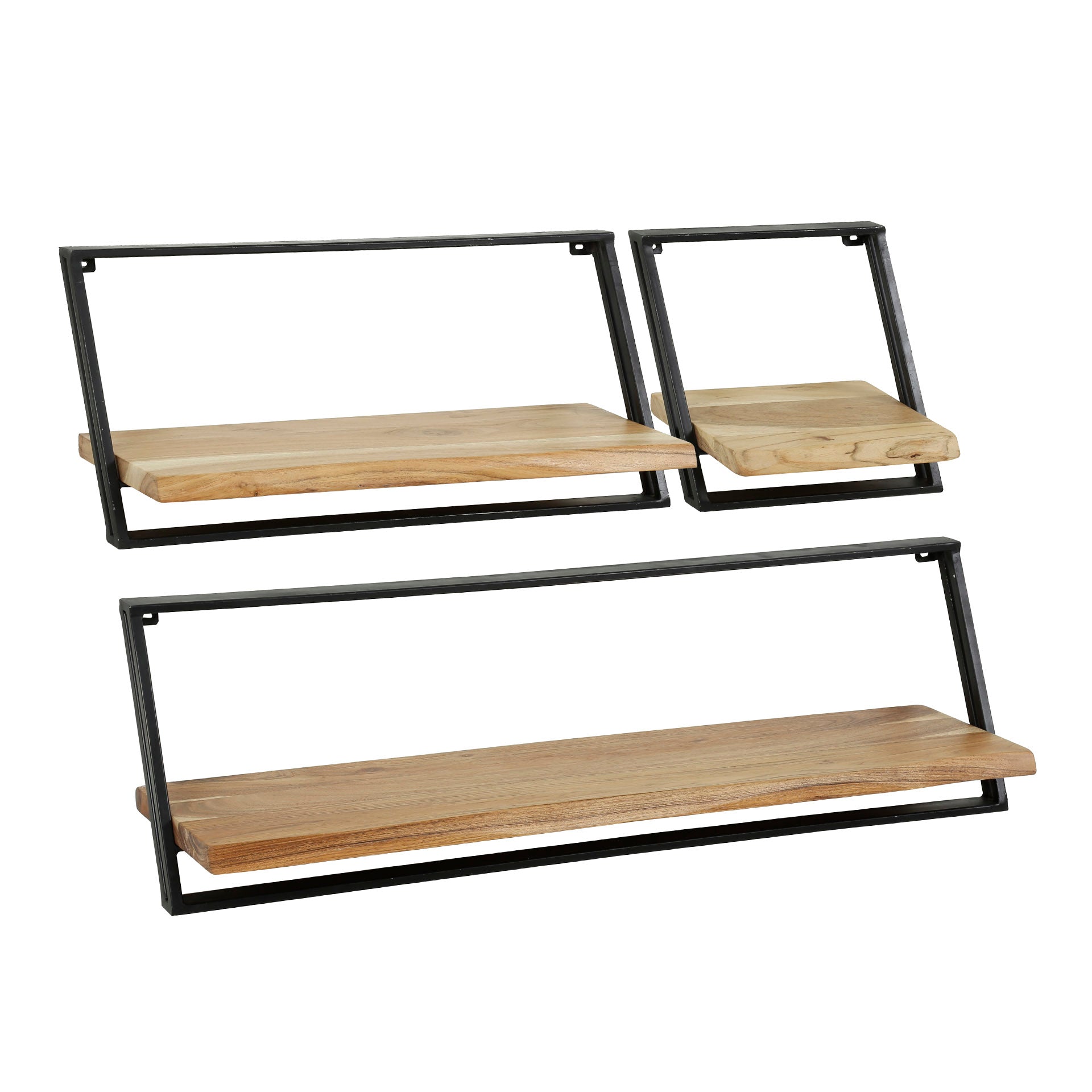 Wandplank Serrah - Bruin - Acaciahout - Set van 3