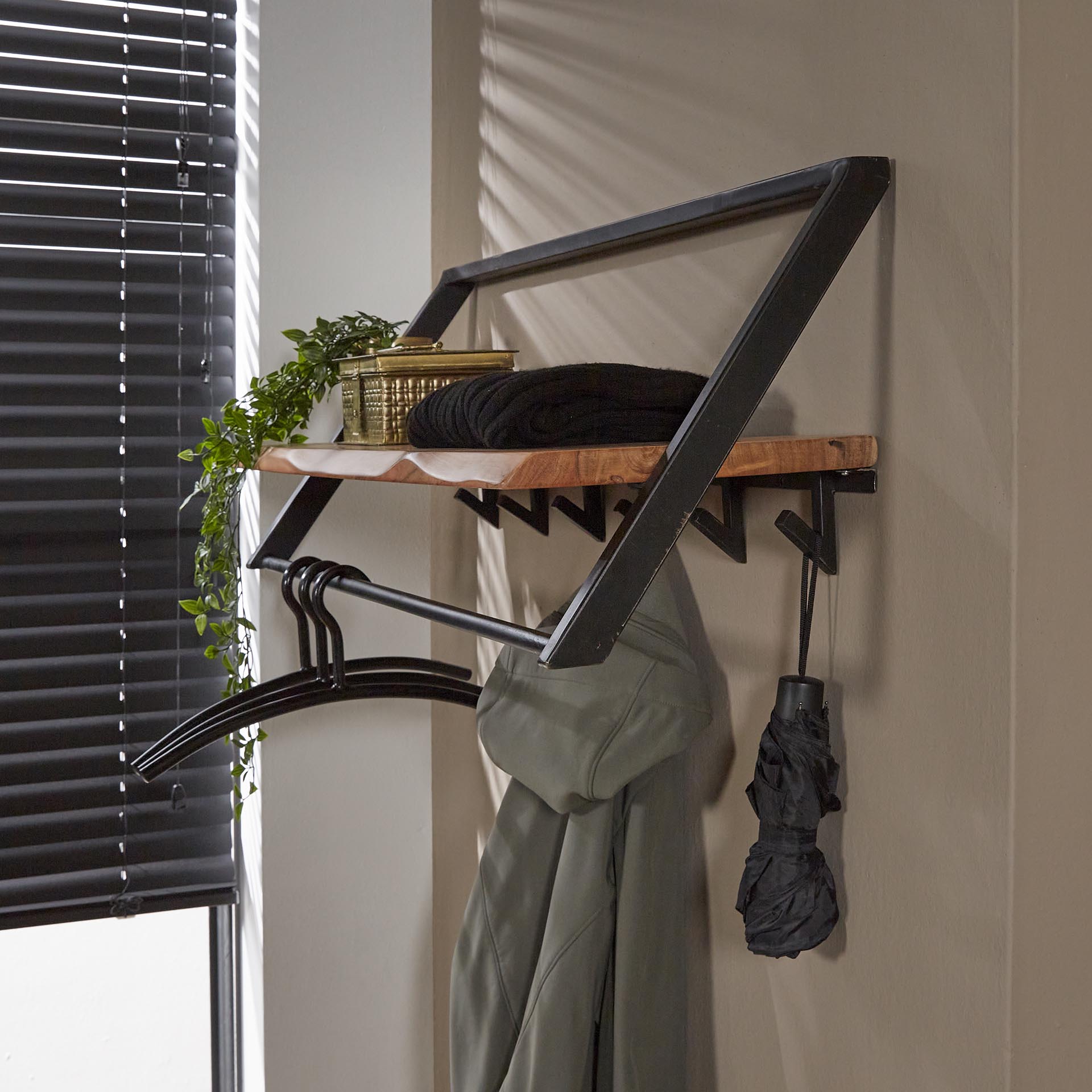 Kapstok Echo - Acaciahout - 6 haken - 100 cm